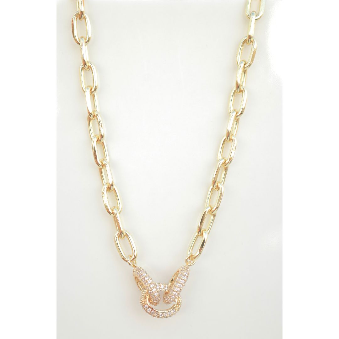 Collar Stainless Chunky Paperclip & Trio CZ