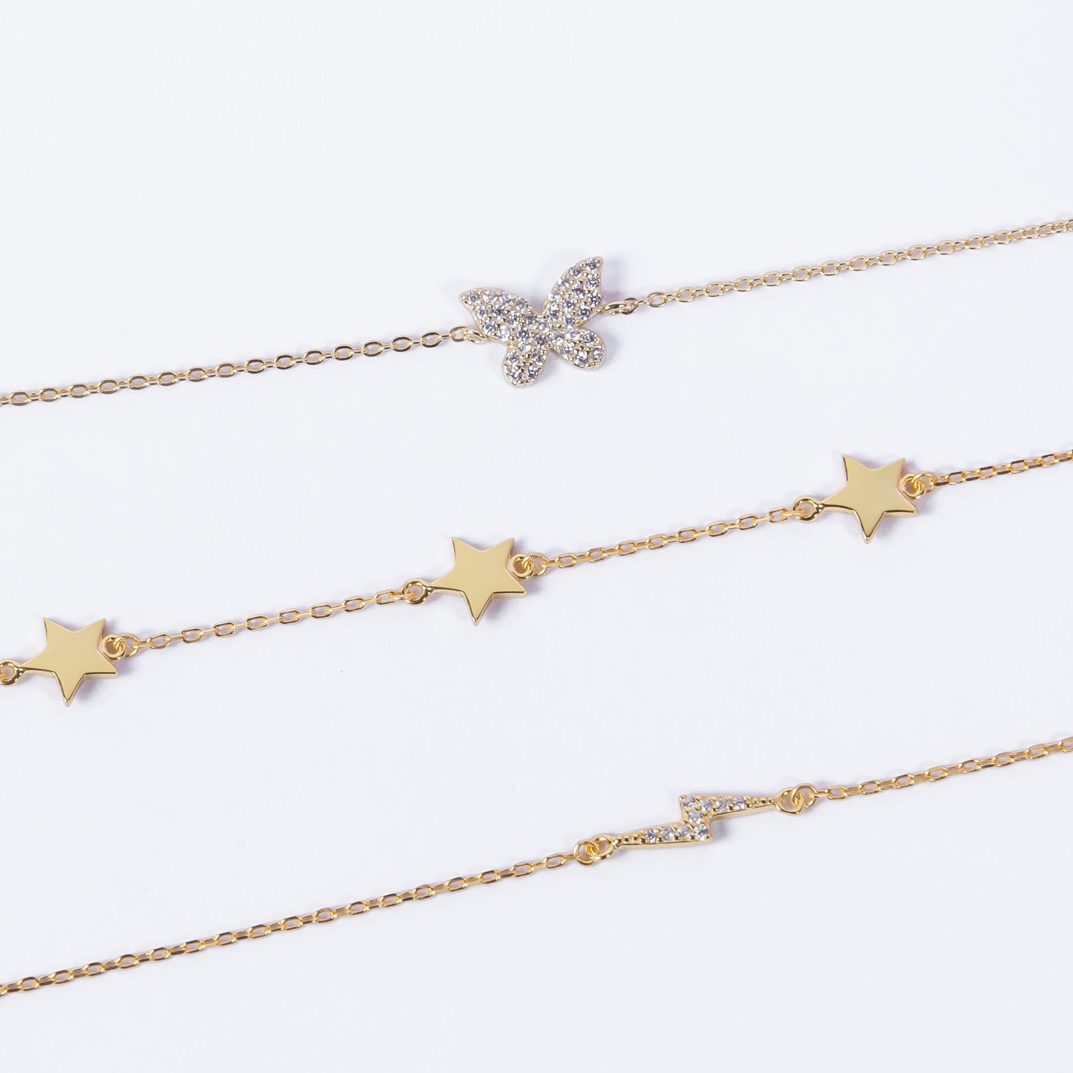 Pulsera SS Baby Butterfly CZ Gold