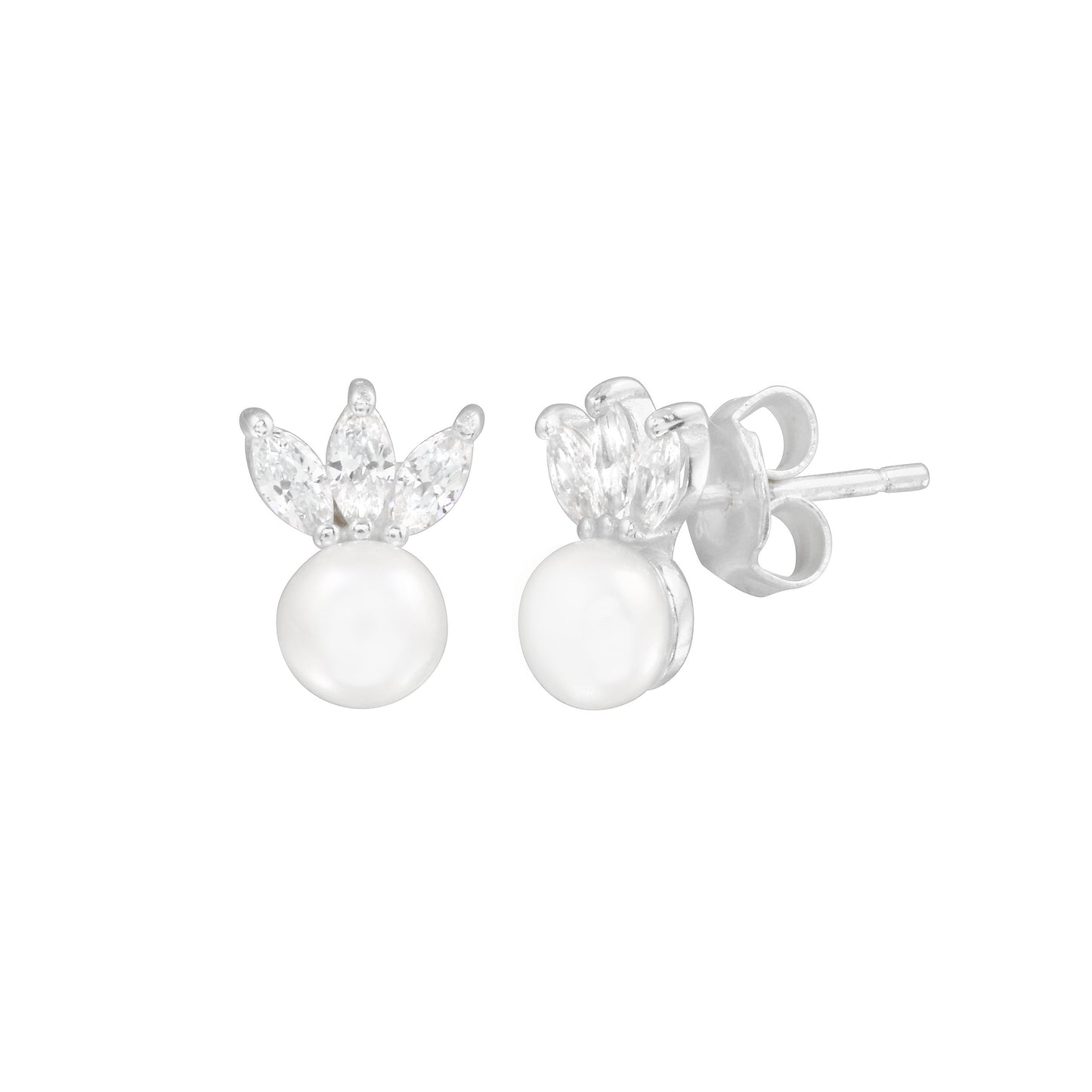 Aro Trio Light Pearl Stud Silver