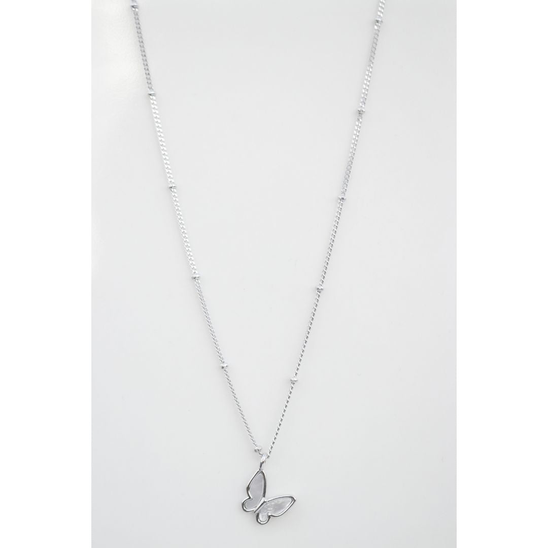 Collar Spacey Bubbles MOP Butterfly Silver