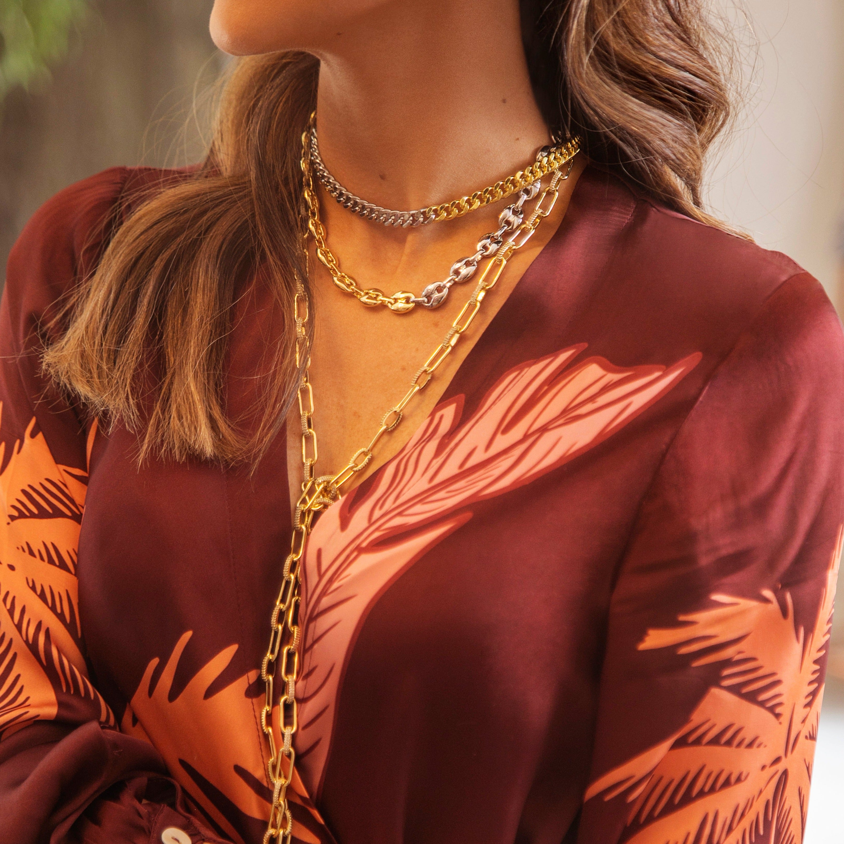 Collar Bicolor Cuban Chain Small