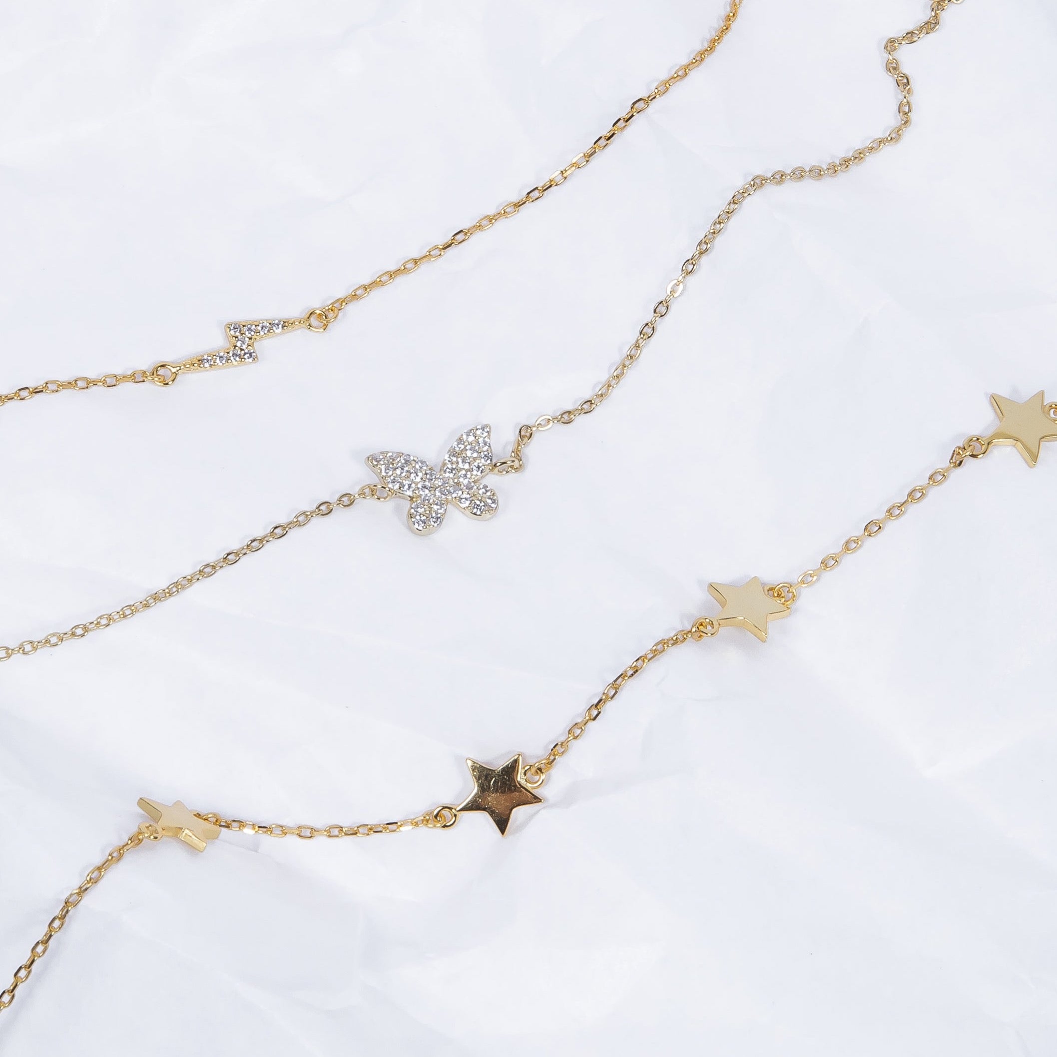 Pulsera SS Baby Butterfly CZ Gold