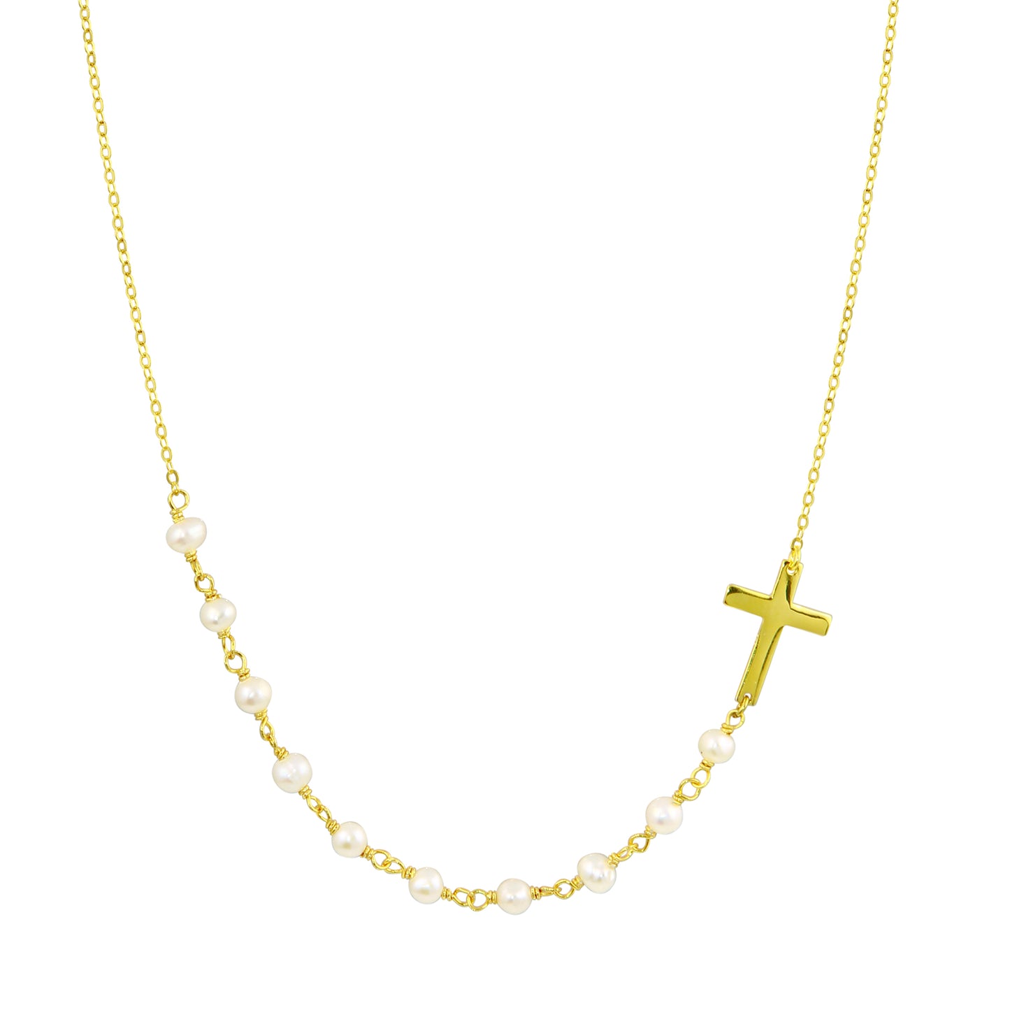 Collar Rosary Sided Pearl Cross