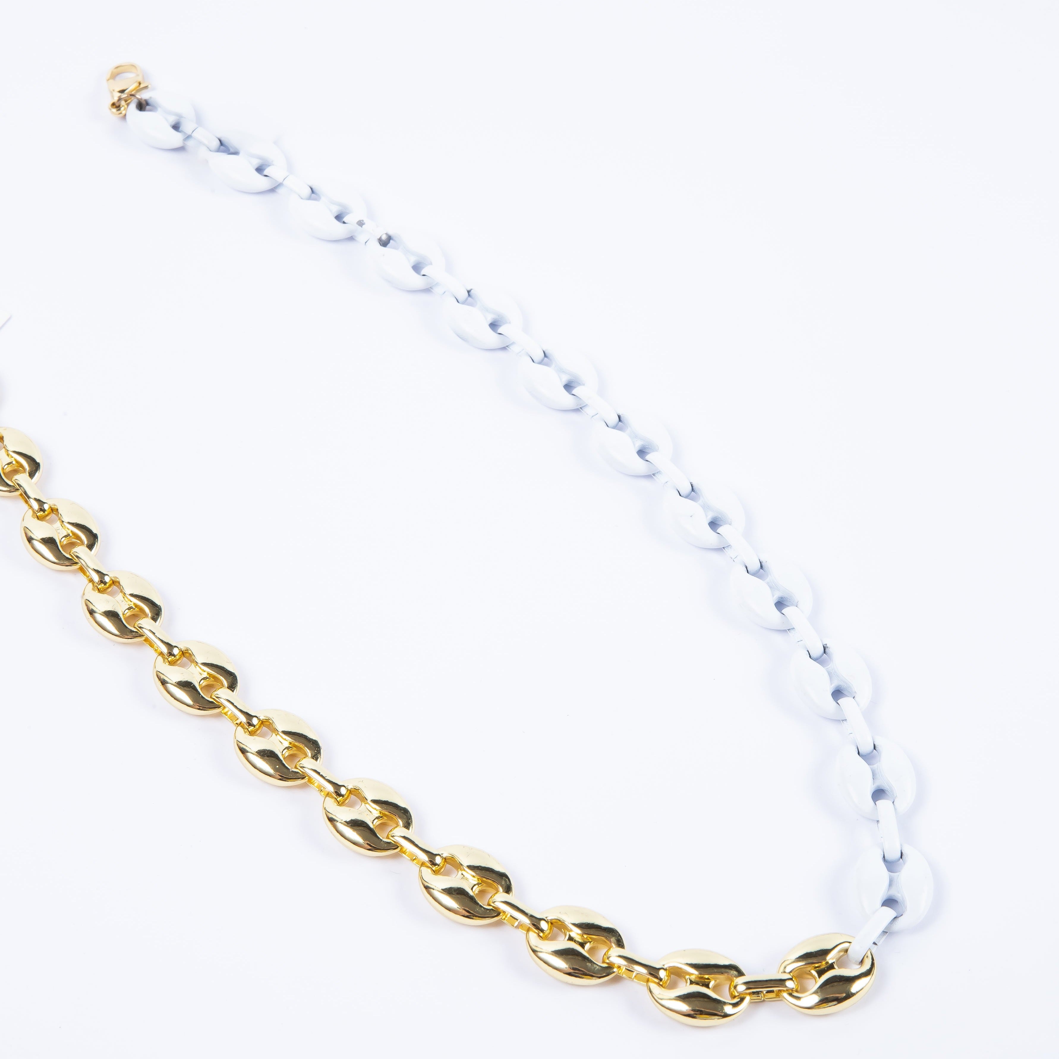 Collar Guc Enamel Gold Choker White