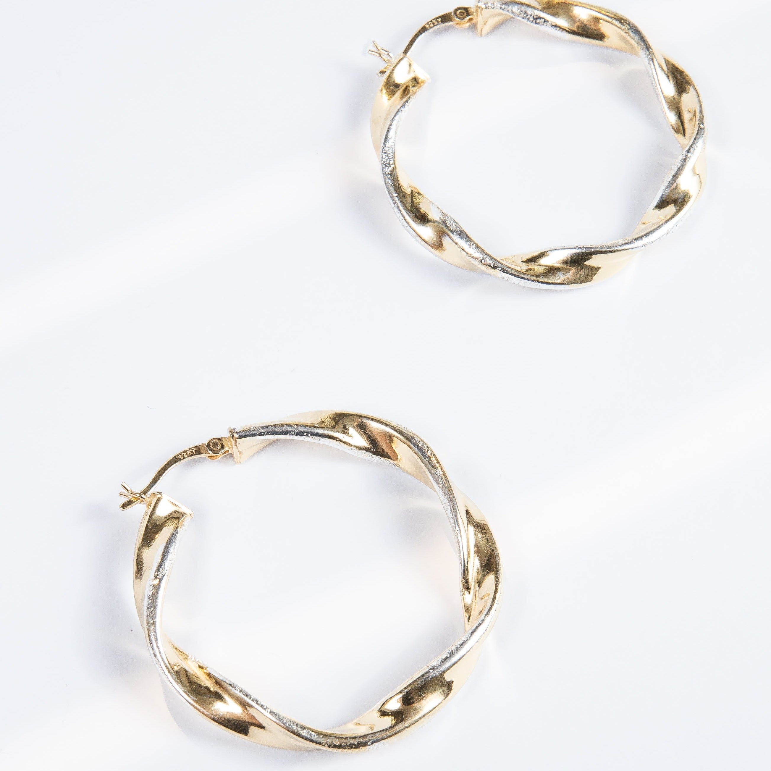 Aro Sterling Silver Twisted Hoop Bicolor XL