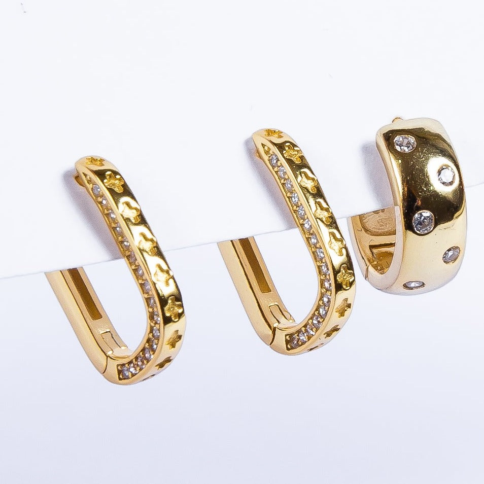 Aro Square Sided Cz Hoop