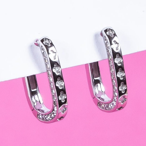 Aro Square Sided Cz Hoop