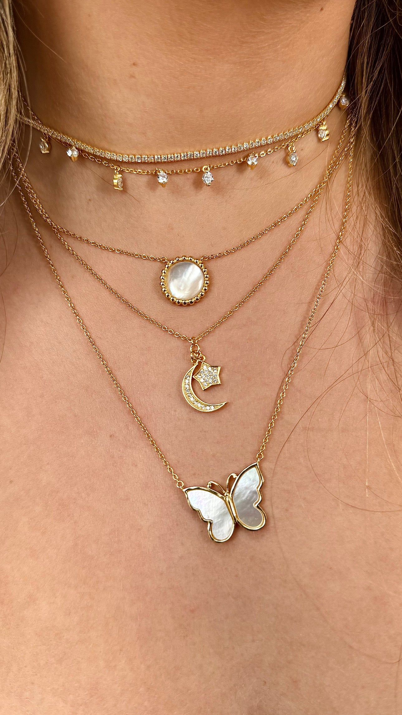 Collar Moon & Star Sliding Choker Gold