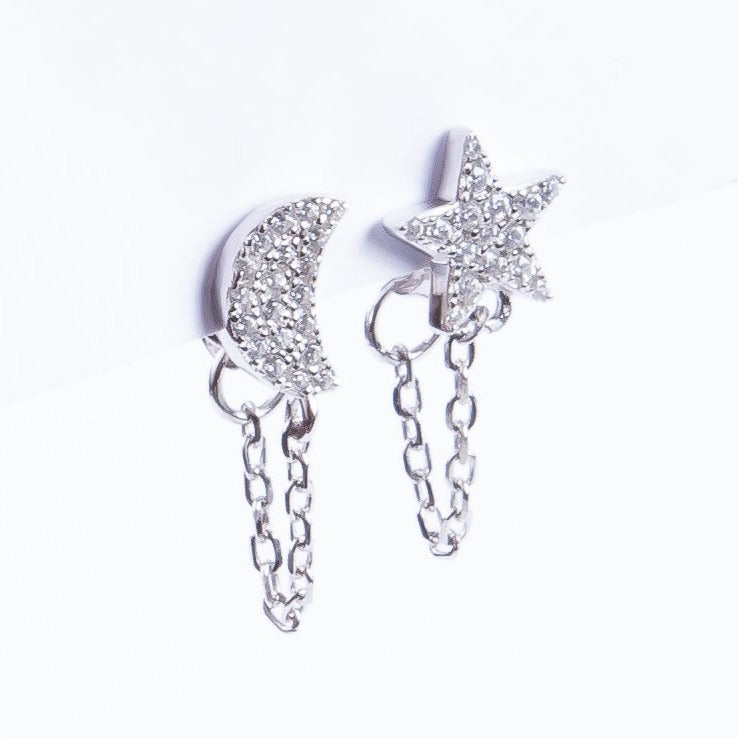 Aro Moon & Star Chain Stud