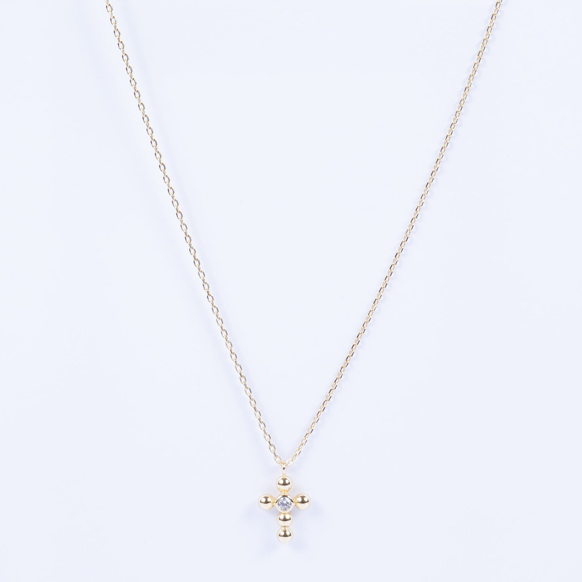 Collar Bubble Cross Neckalce Gold