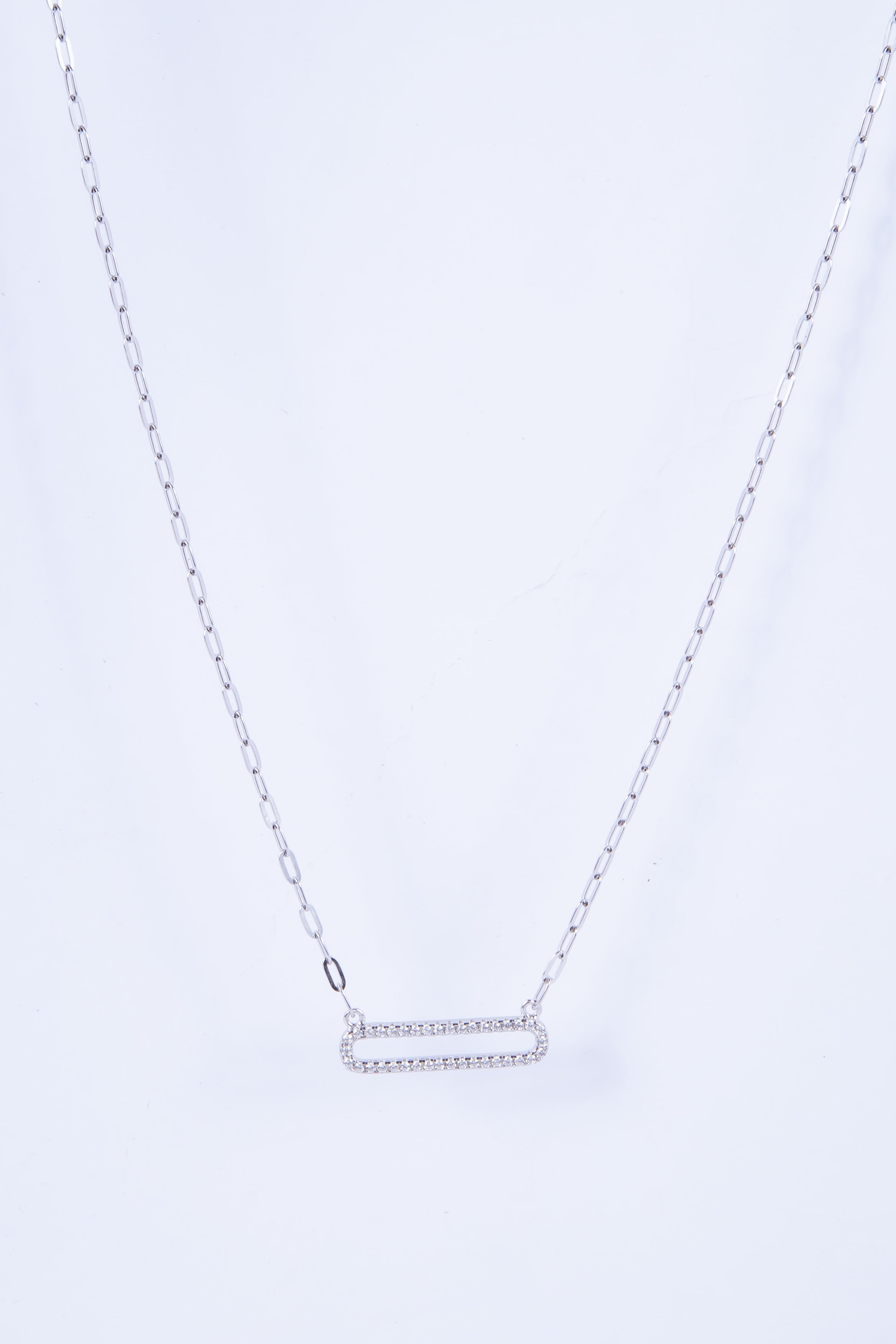 Collar Paperclip Hollow CZ Bar
