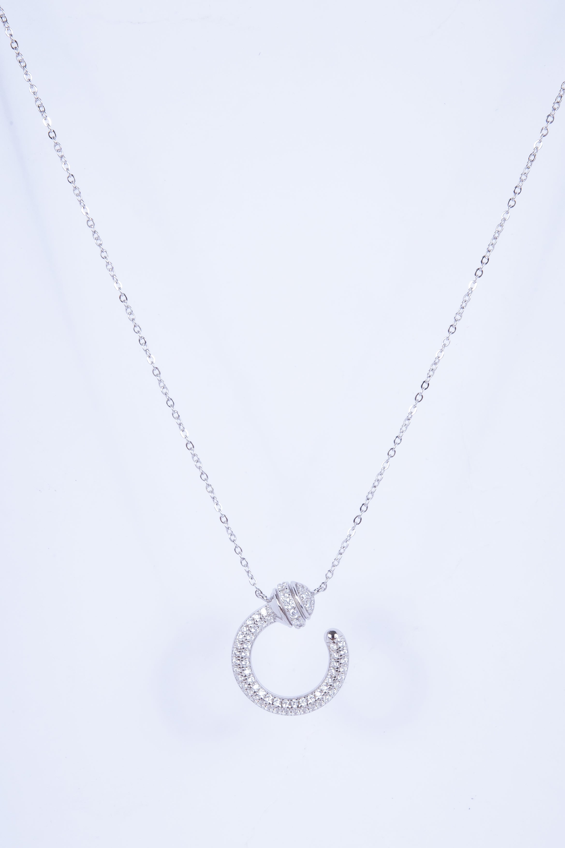 Collar Semi Circle Dot Necklace Silver