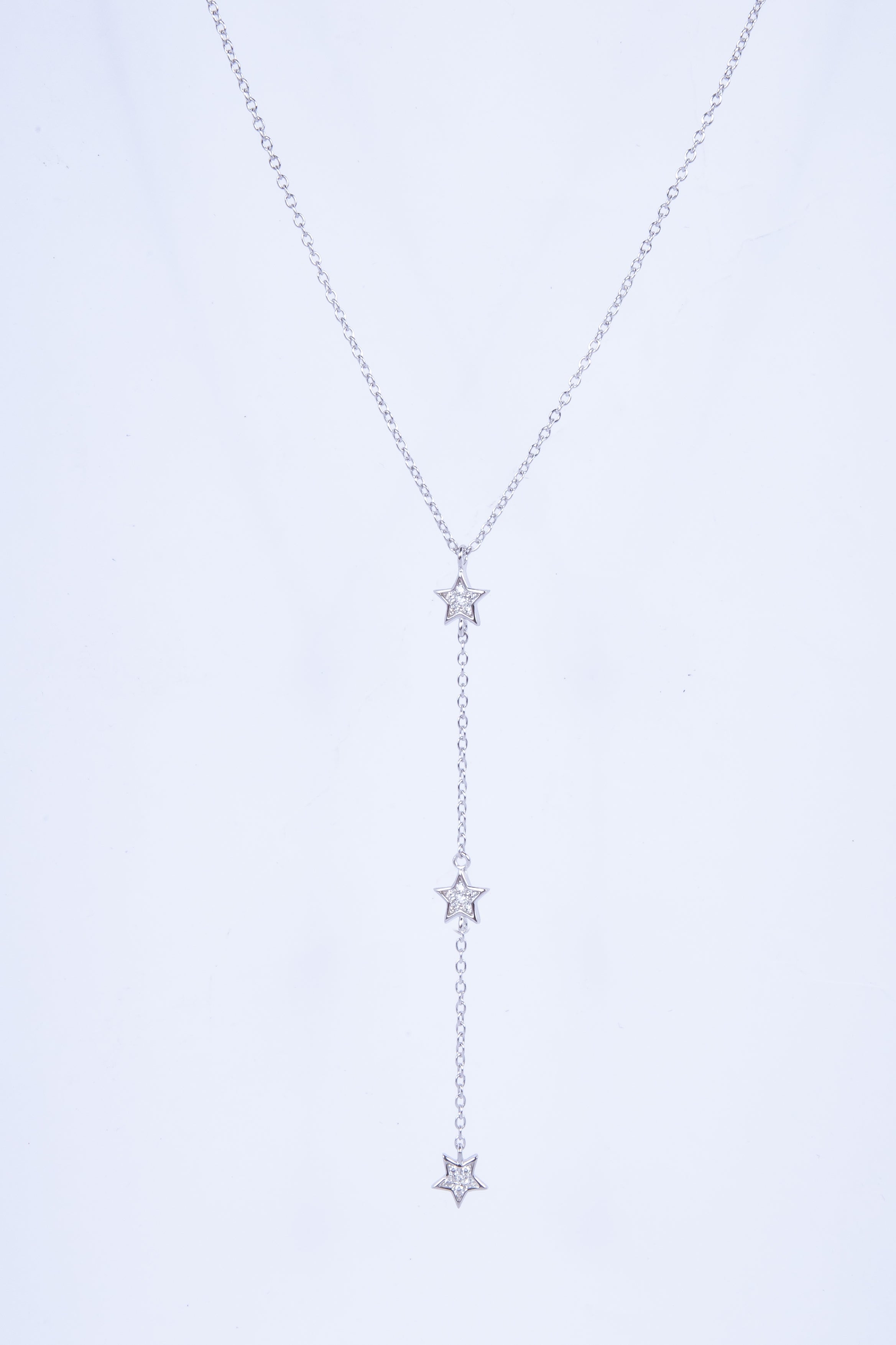 Collar 3 Star Sliding Long Necklace Silver