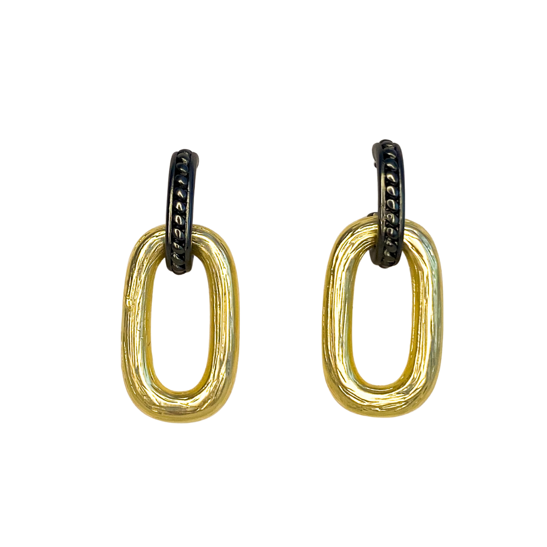 Aro Brassy Double Dangle Matte Gold & Black
