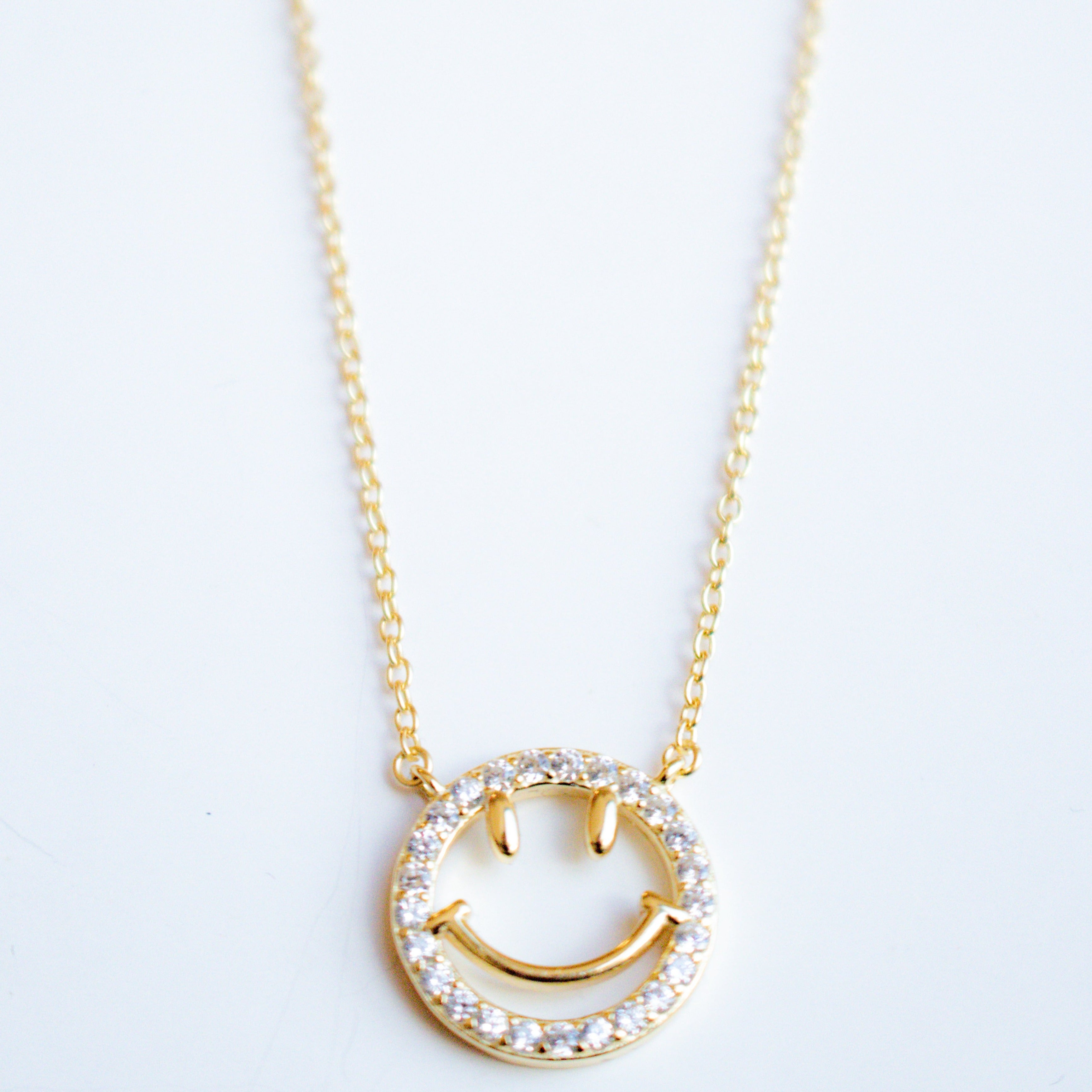 Collar Cz Hollow Smiley Face Gold