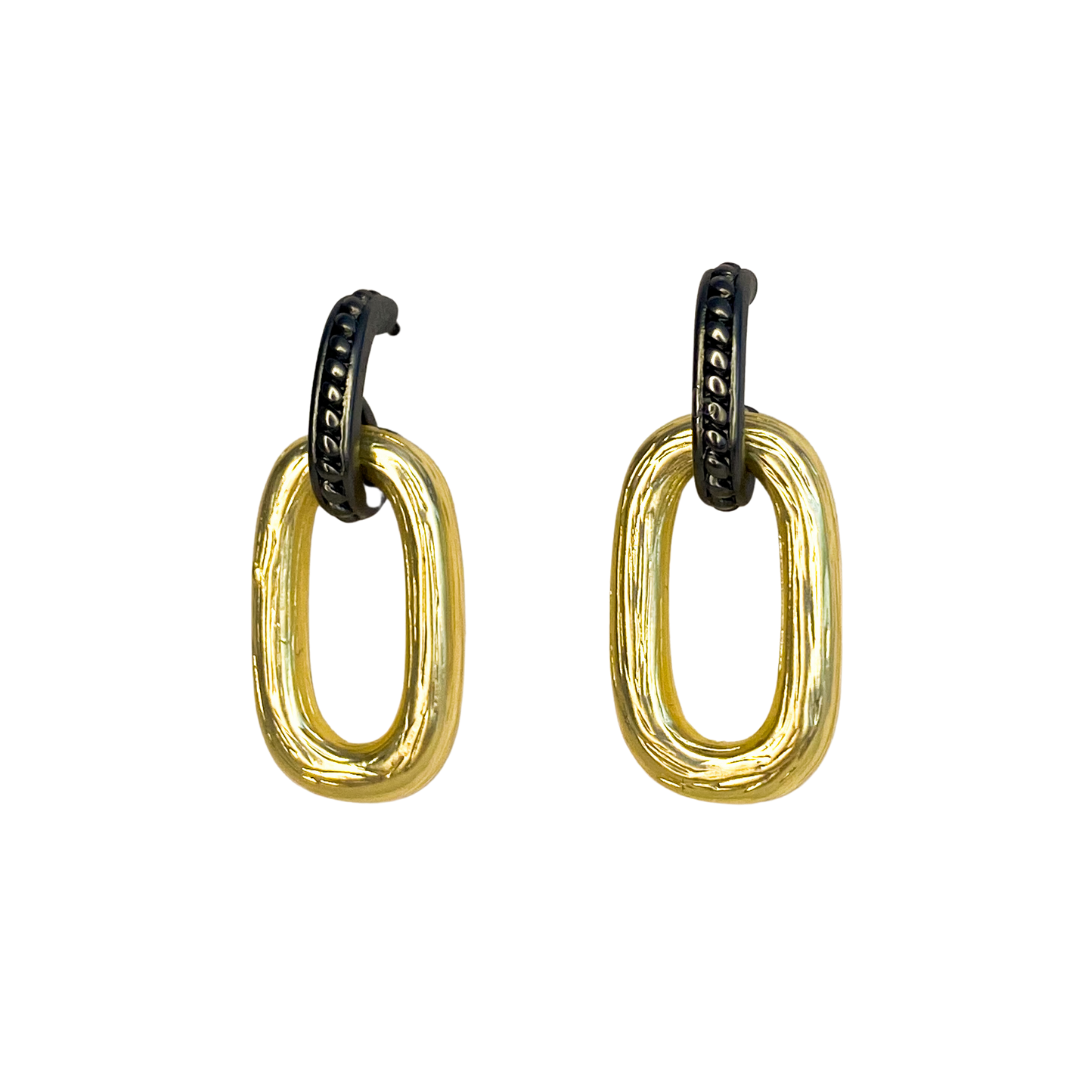 Aro Brassy Double Dangle Matte Gold & Black