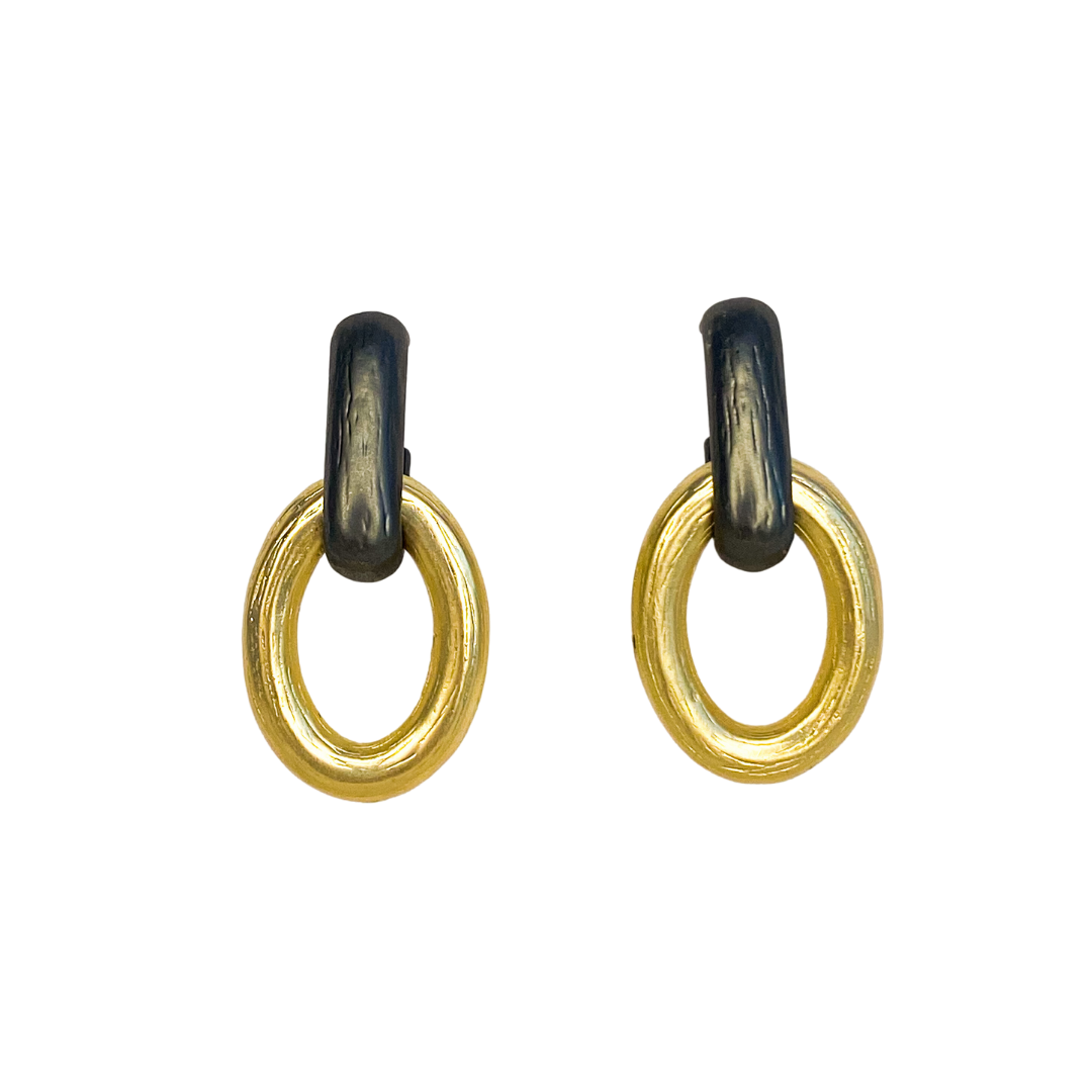 Aro Brassy Double Dangle Matte Gold & Pewter