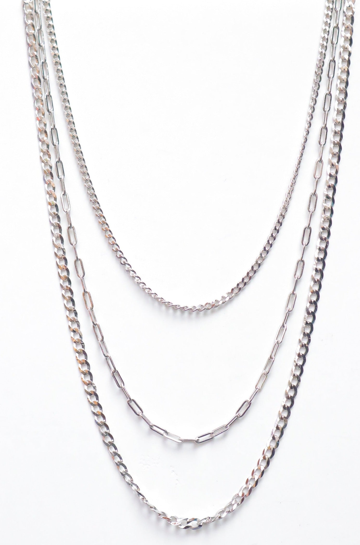 Collar Triple Cuban Necklace Silver