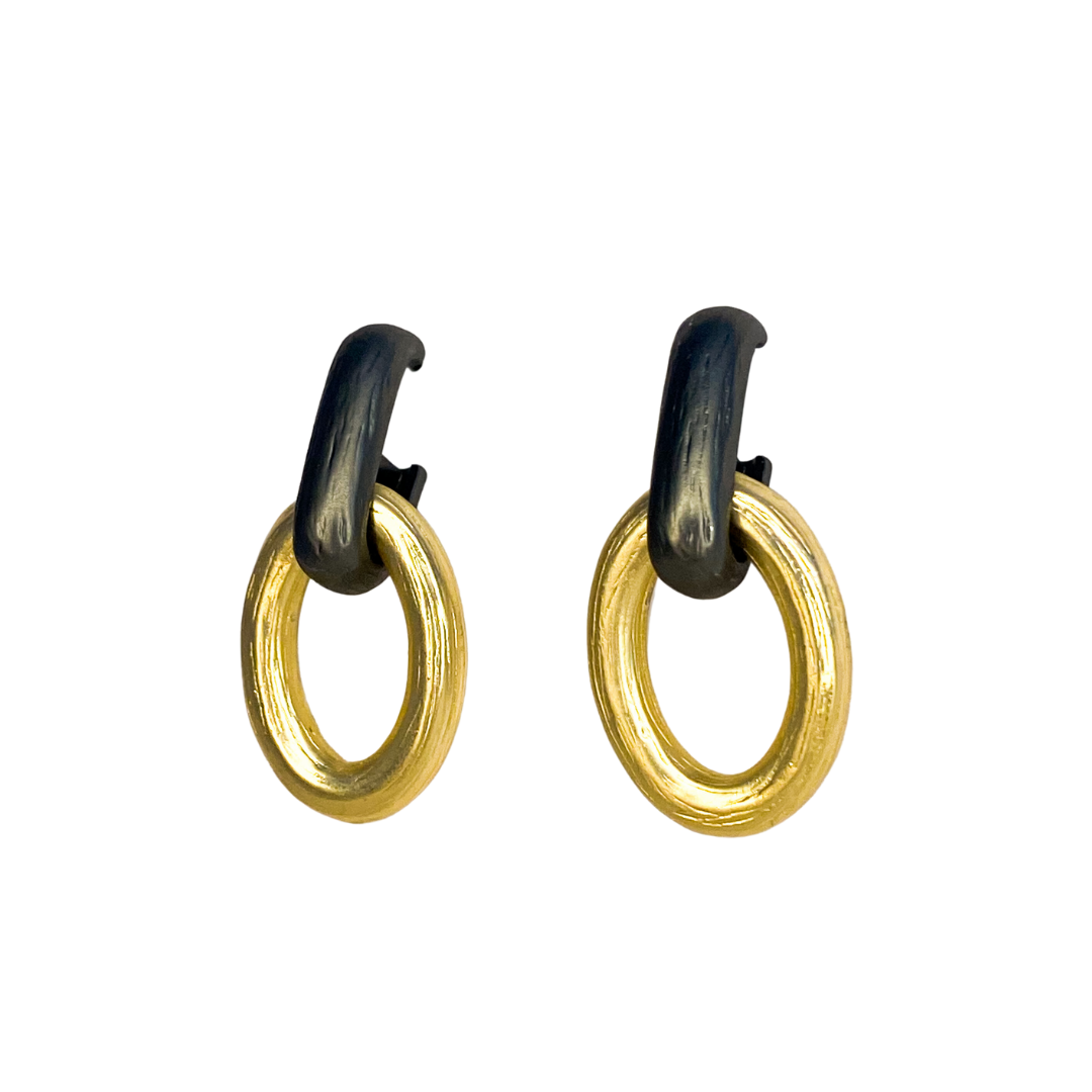 Aro Brassy Double Dangle Matte Gold & Pewter