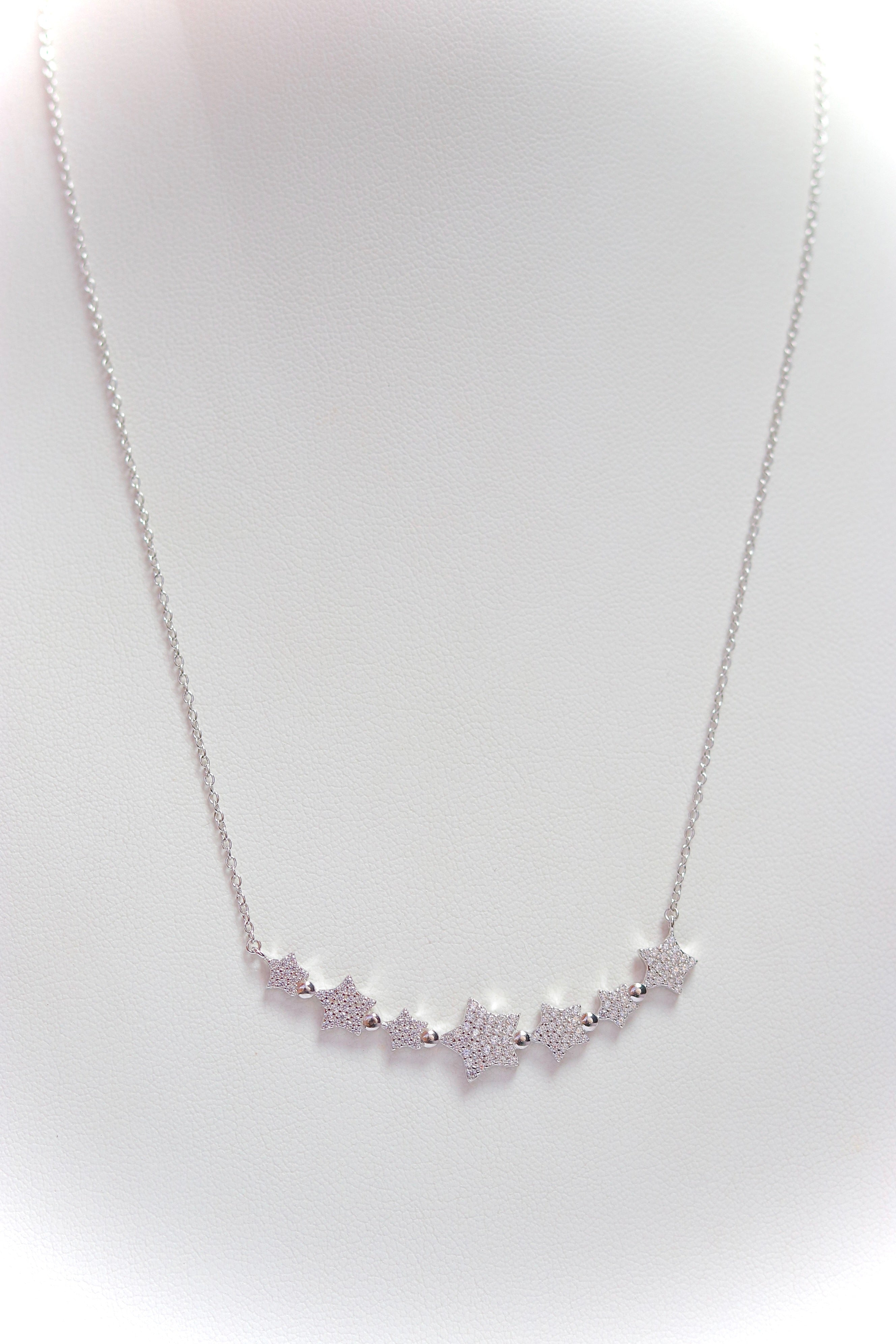 Collar 7 Bar Star Necklace Silver