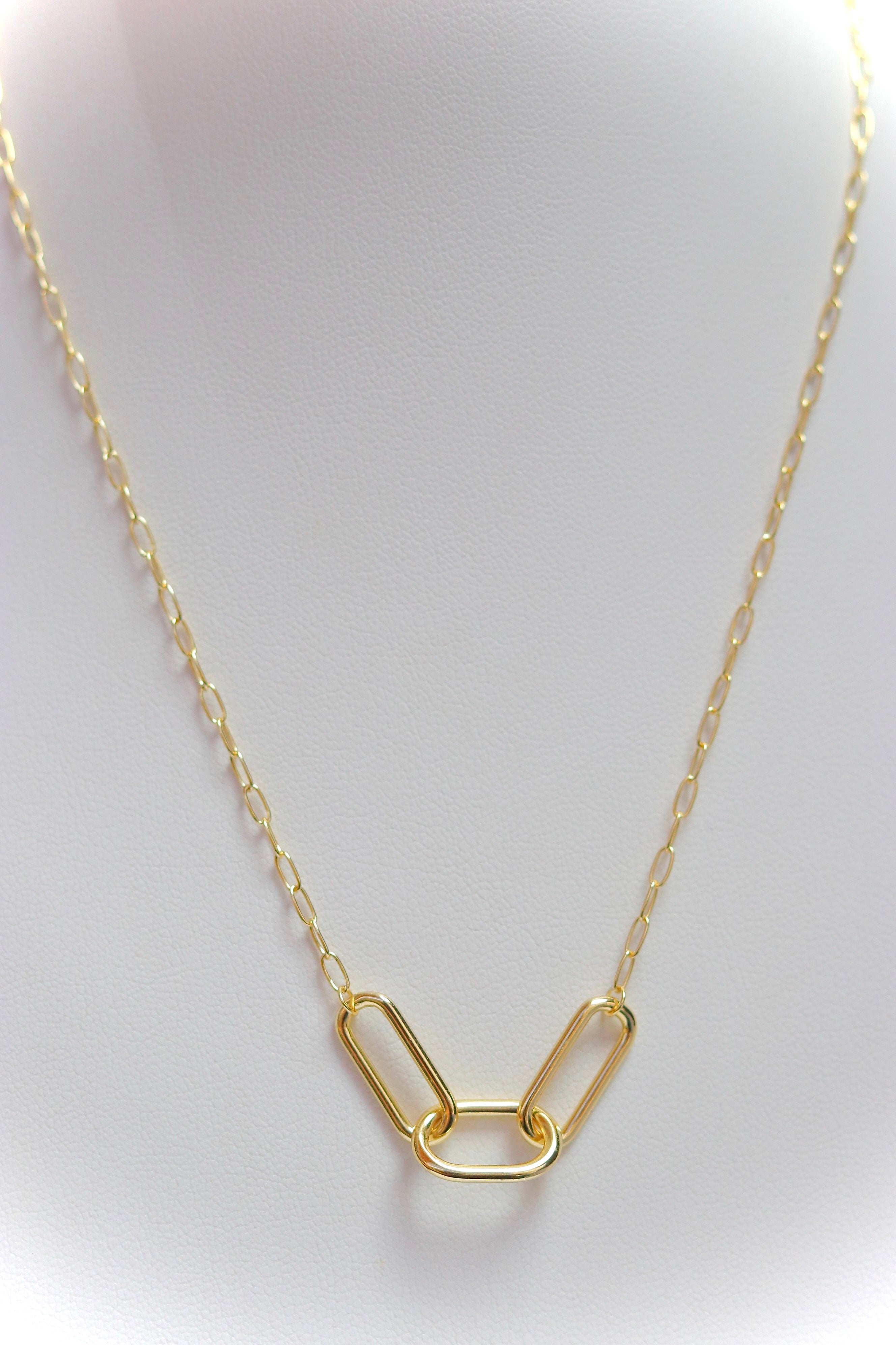 Collar Paperclip Trio Dangle Necklace Gold