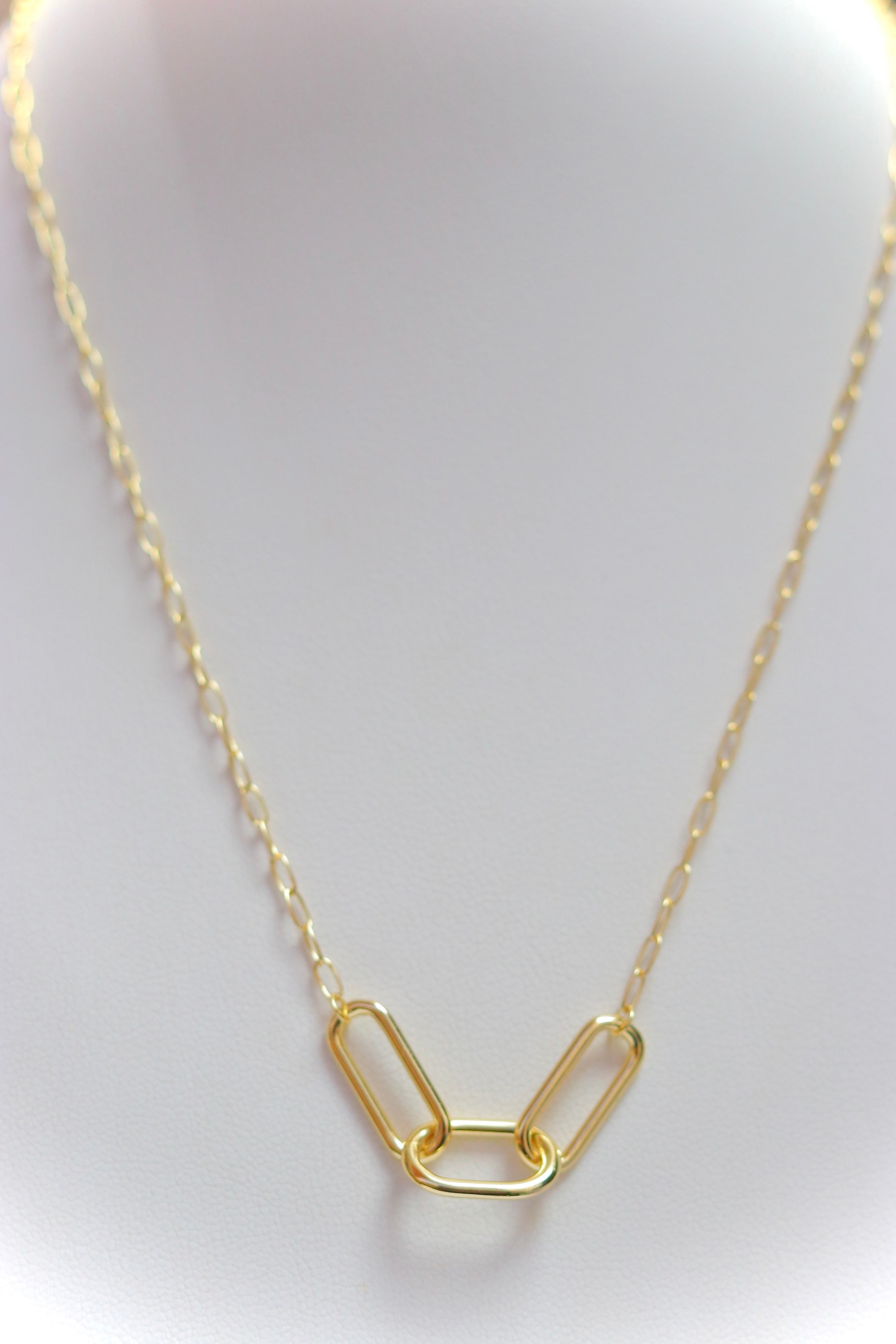 Collar Paperclip Trio Dangle Necklace Gold