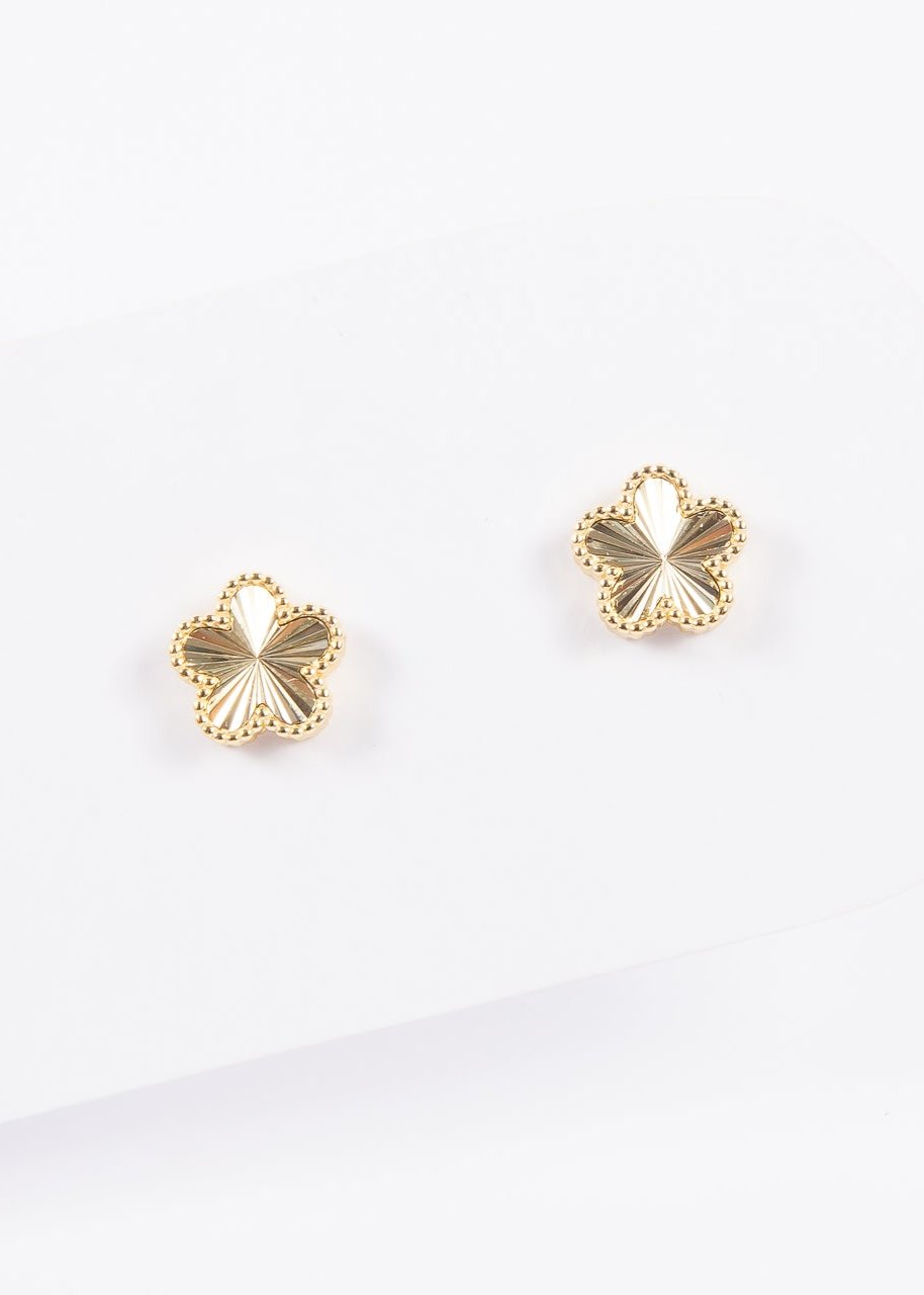 Aro Chunky Flower Mirror Gold Stud