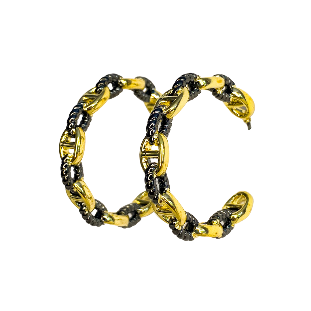 Aro Guc Link Hoop Black Med
