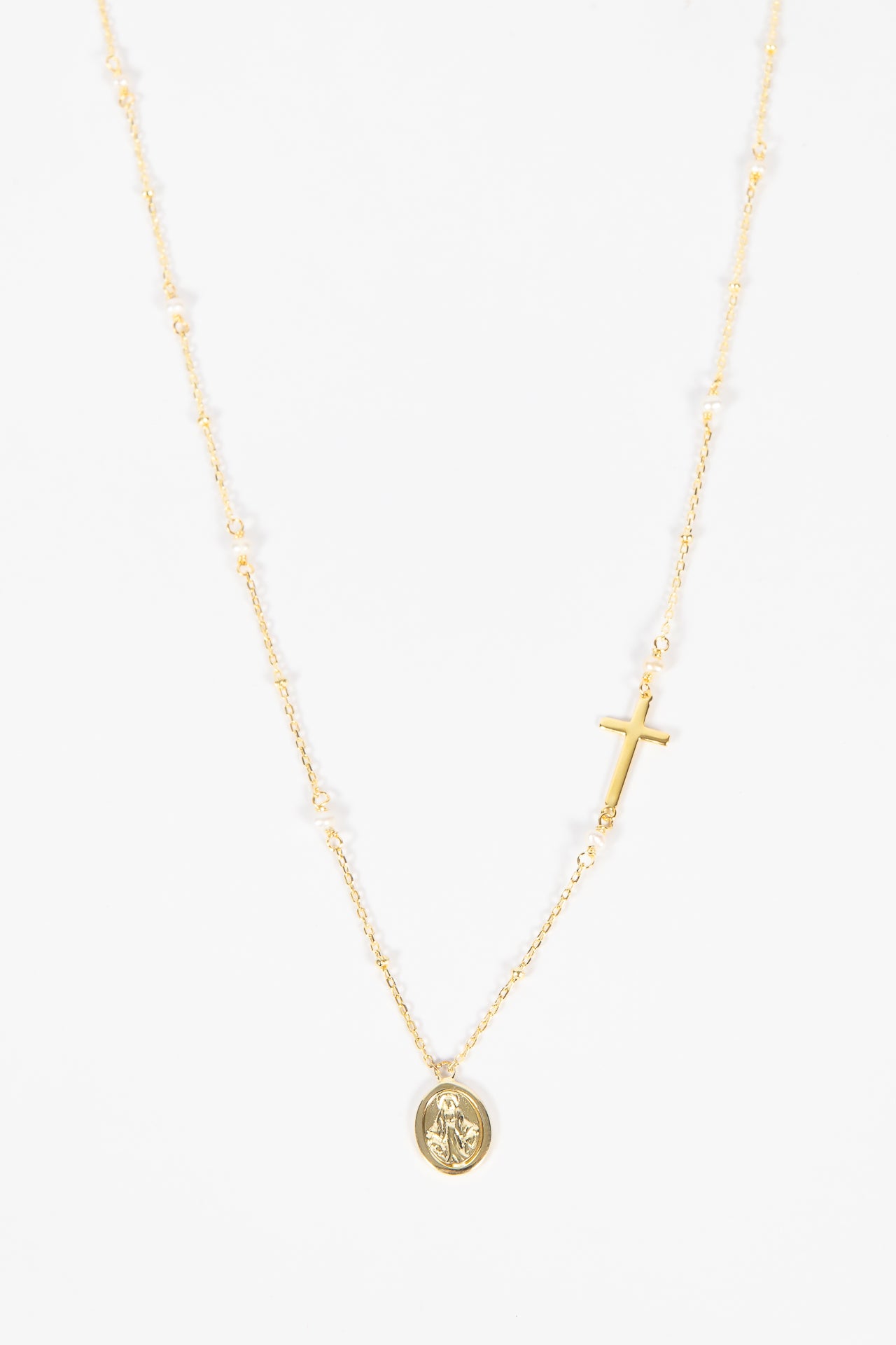 Collar Rosary pearl Virgin Mary Cross Choker