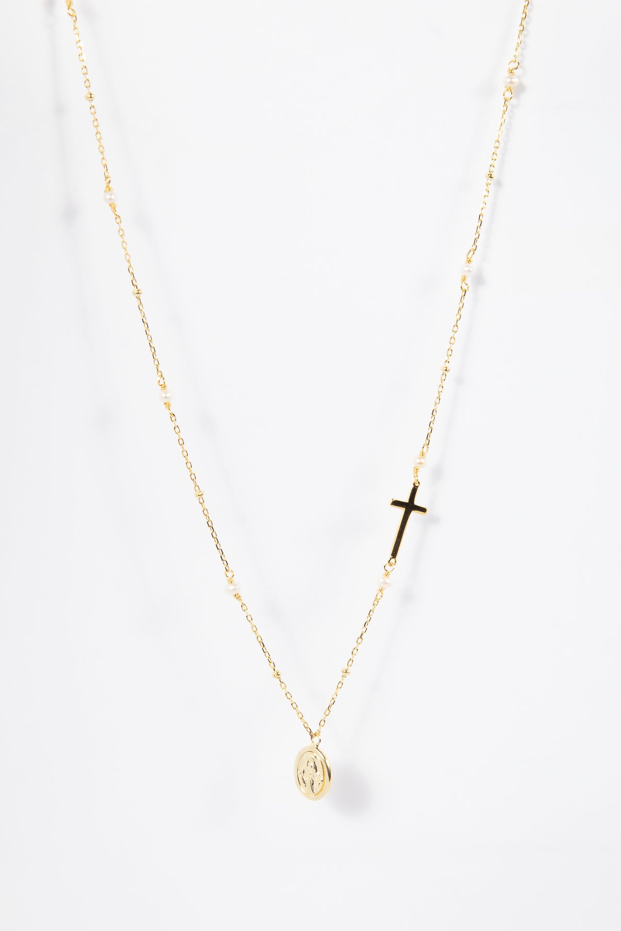 Collar Rosary pearl Virgin Mary Cross Choker