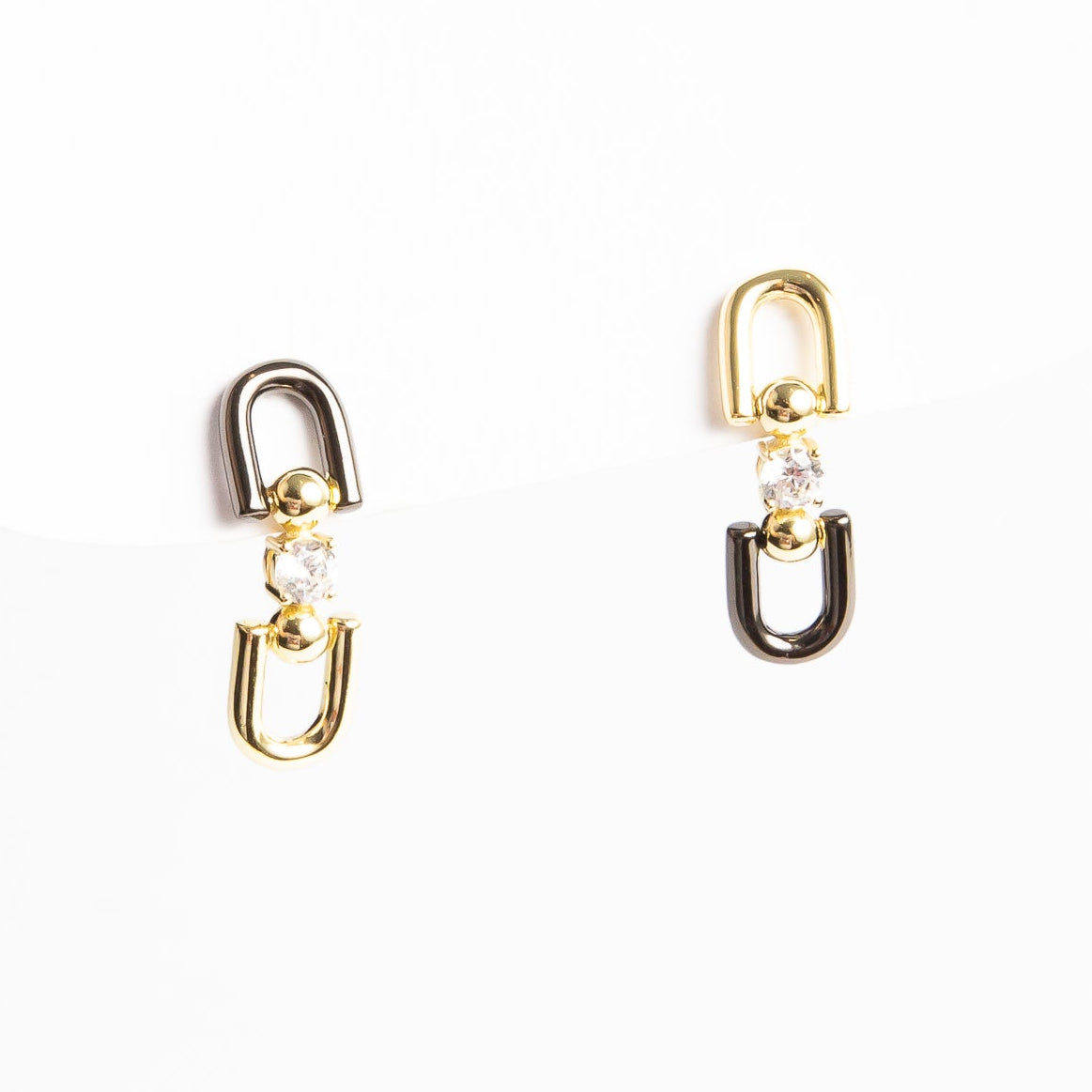 Aro Double Dangle Black & Gold