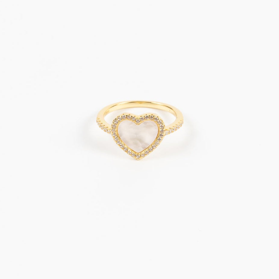 Anillo CZ MOP Heart Lg Ring