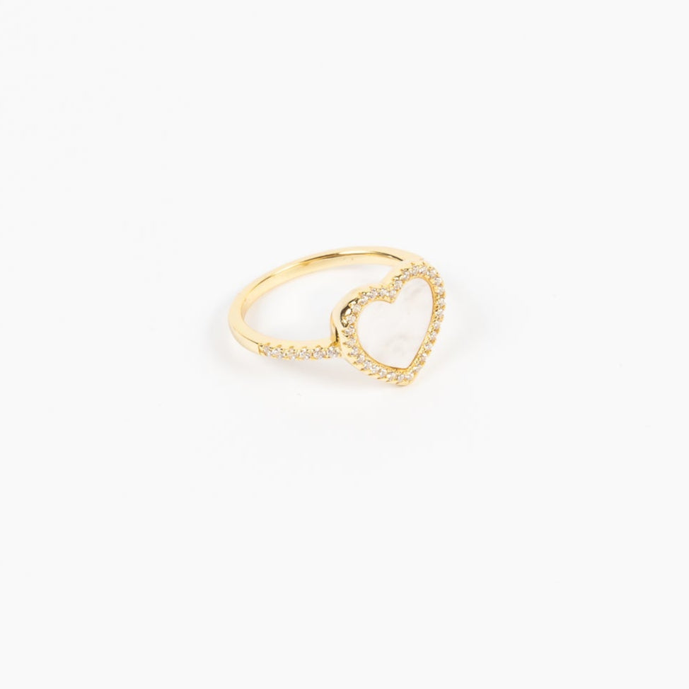 Anillo CZ MOP Heart Lg Ring