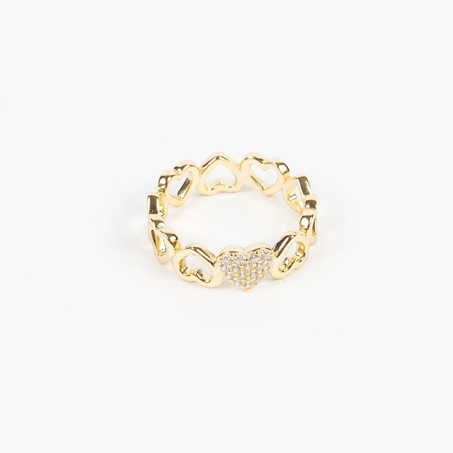 Anillo Hollow & CZ Single Heart
