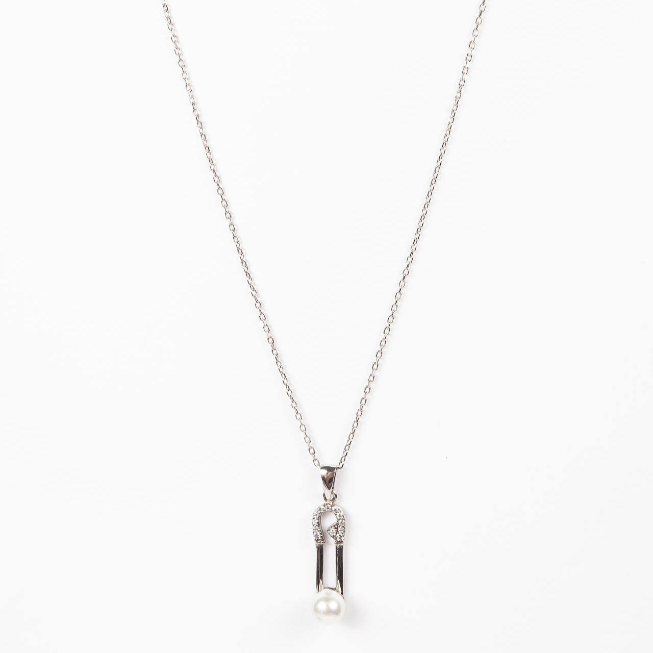 Collar Cz Pin & Pearl Silver
