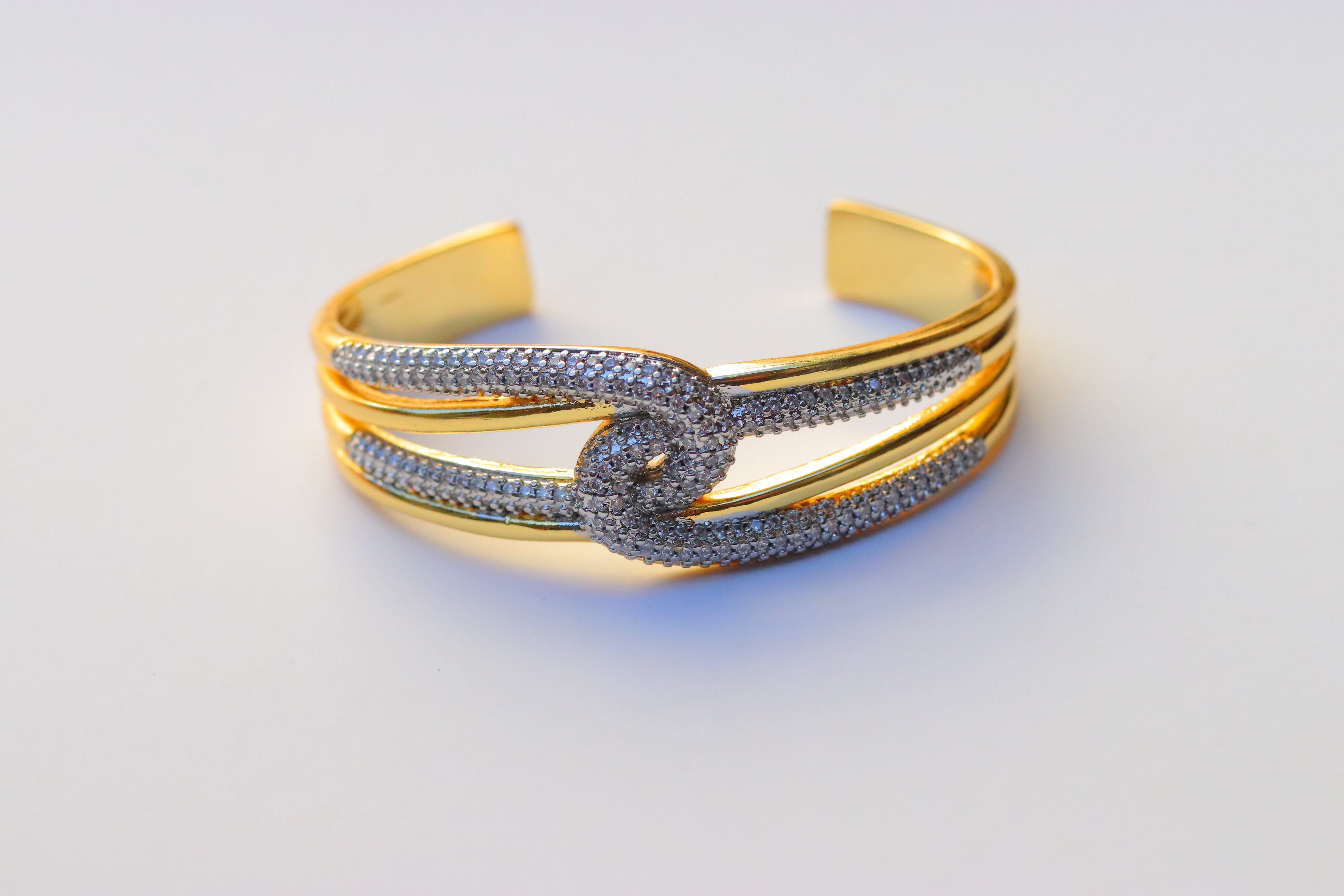 Pulsera Double Loops CZ Bicolor Cuff