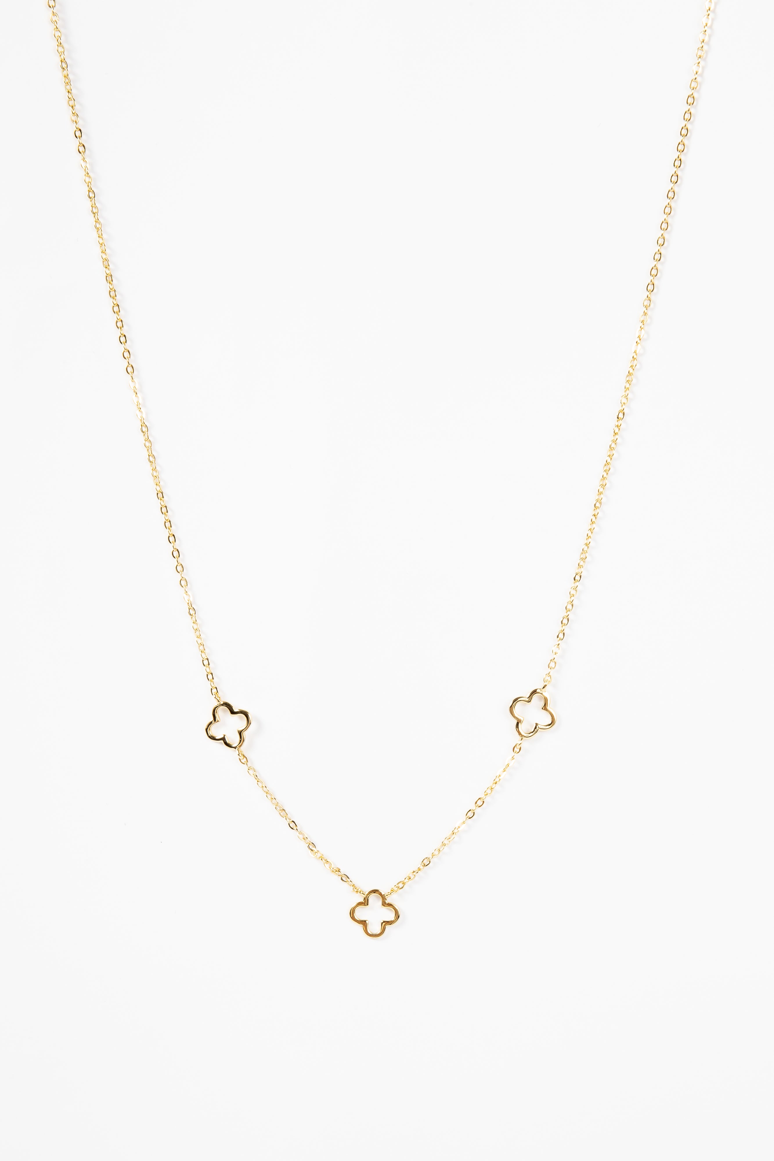 Collar SS Trio Hollow Clover Gold Necklace
