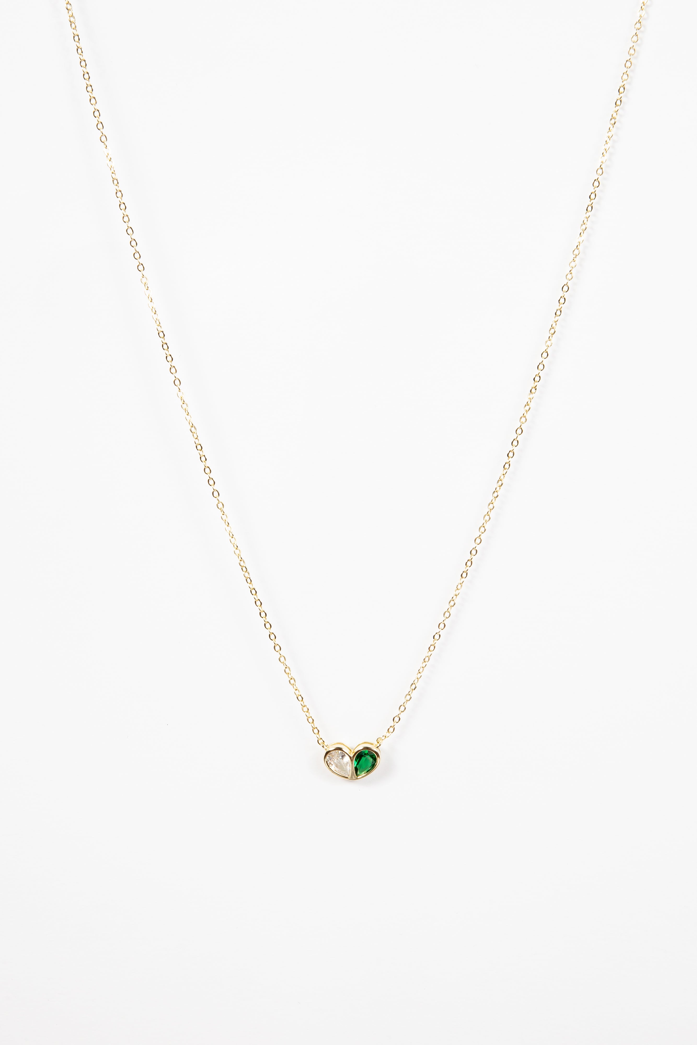 Collar Half CZ Heart Cl & Gr
