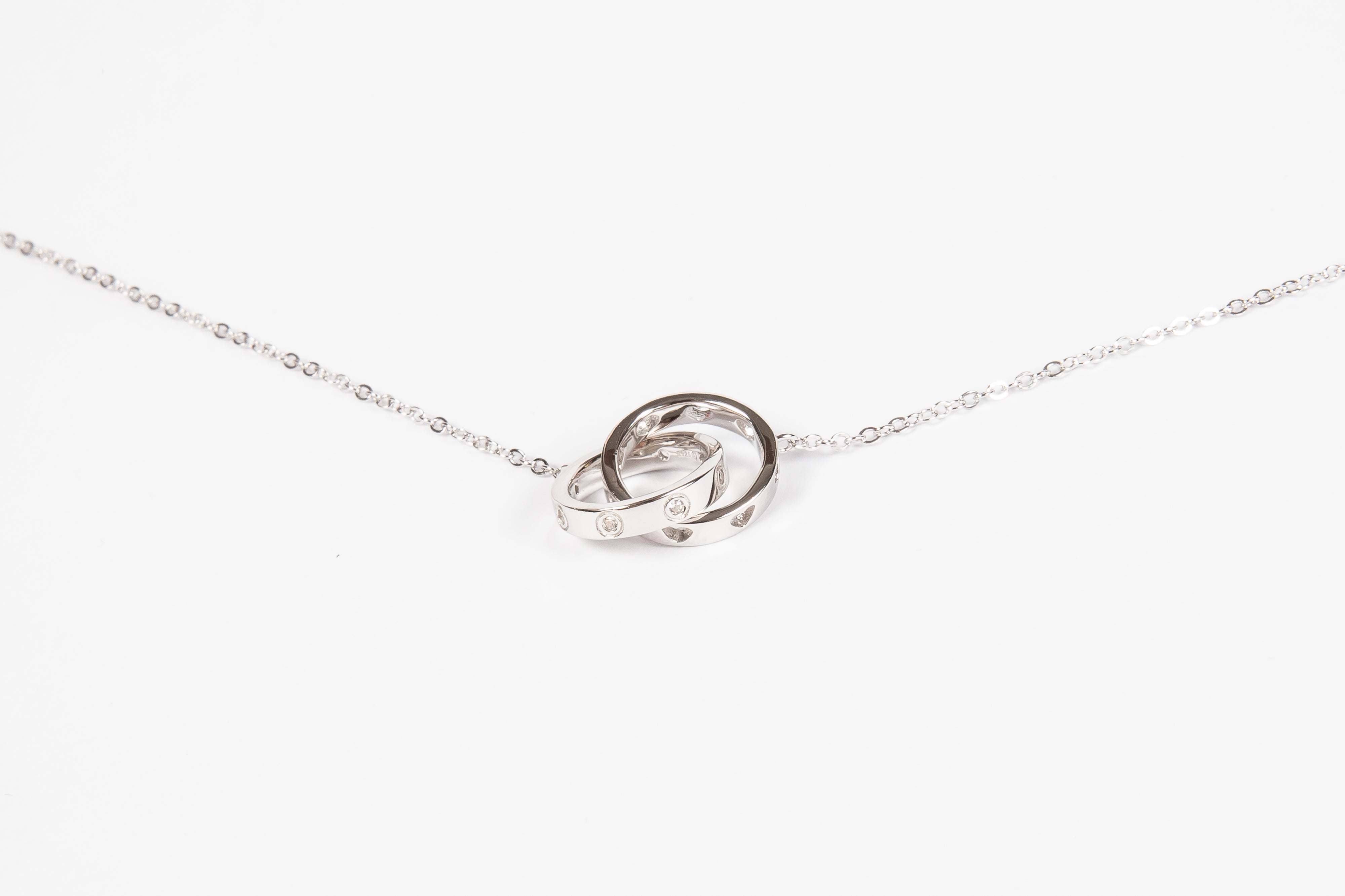 Collar Double Round Loop Silver Necklace