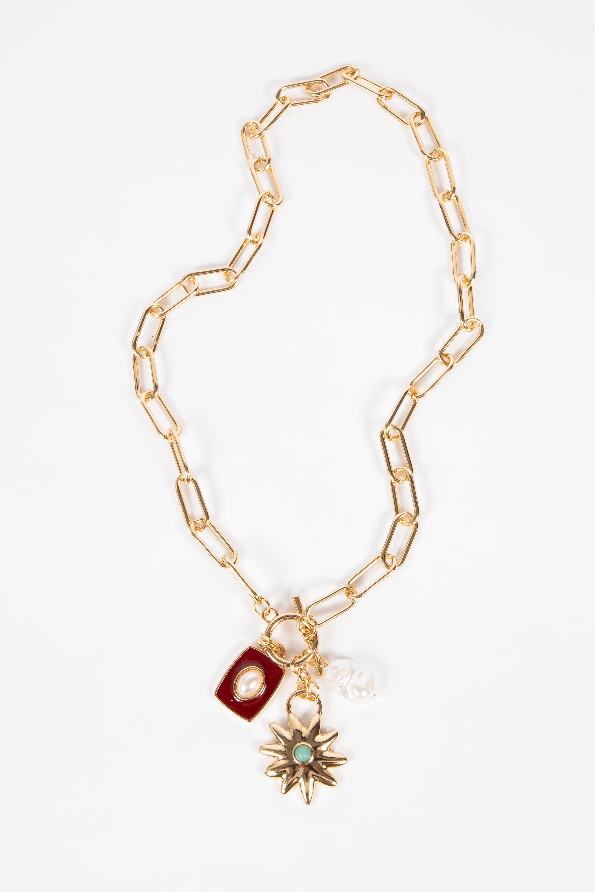 Collar Summer Brass Paperclip Enamel Charms