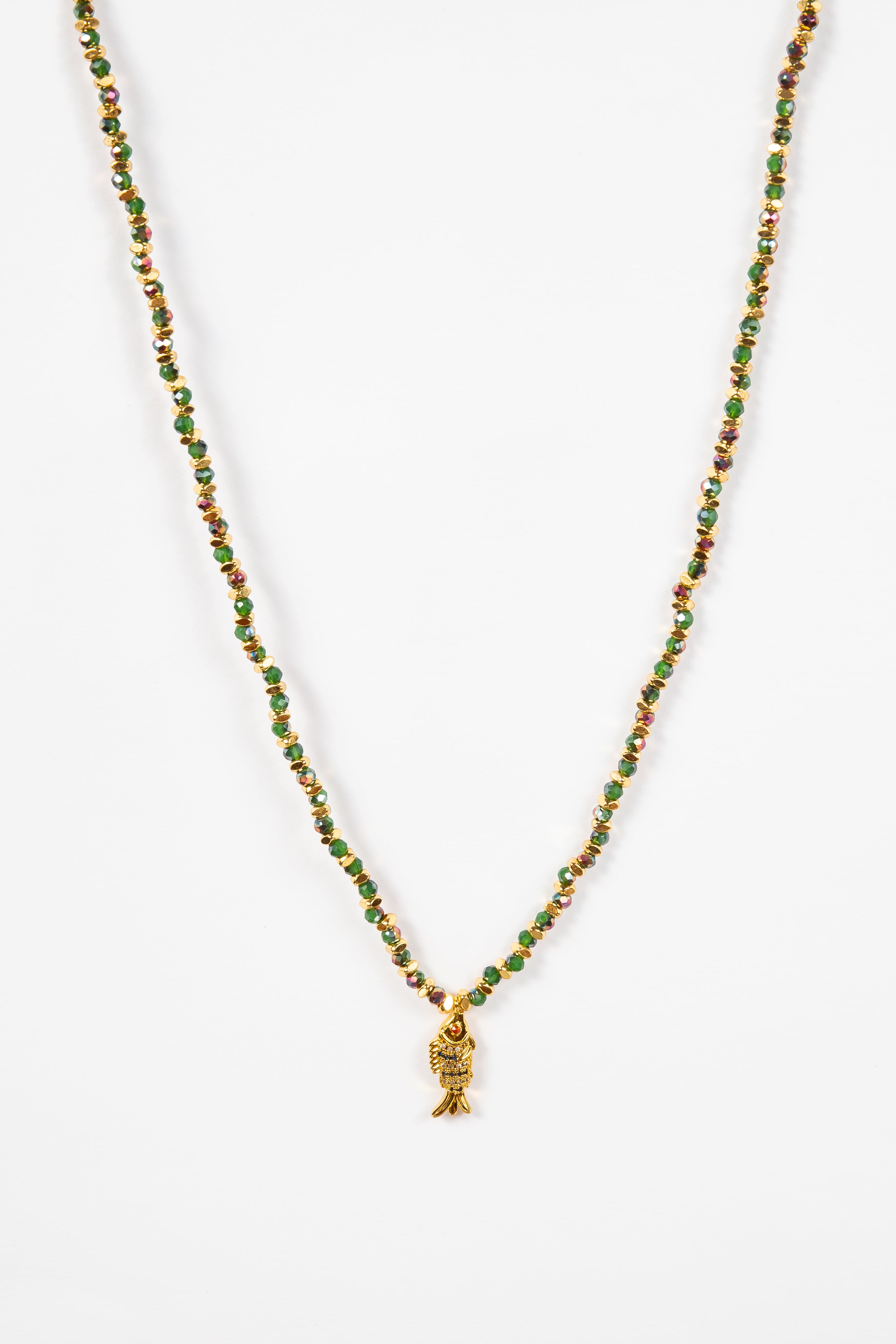 Collar Summer Fishy Golden Green Choker