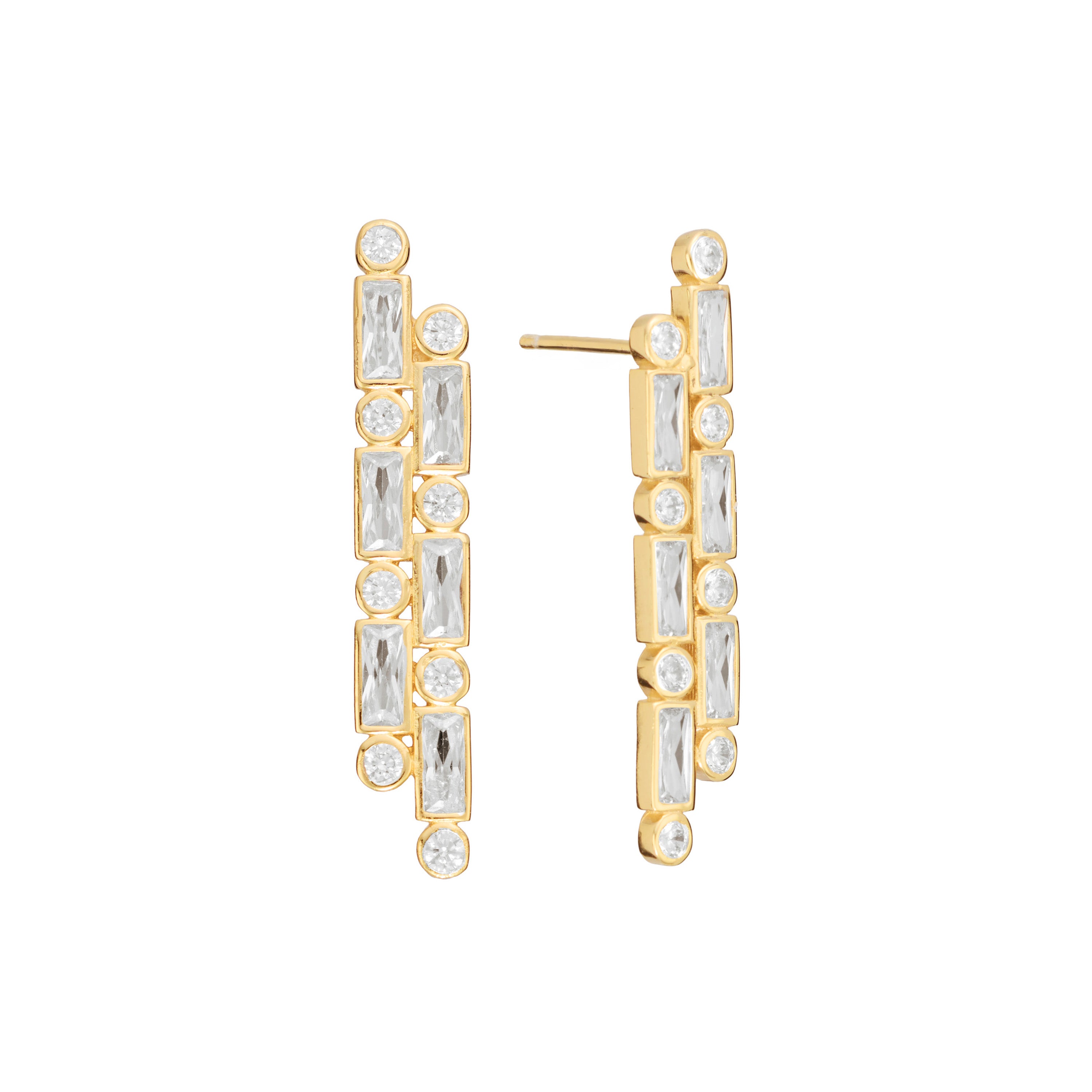 Aro Zigzag Bagui CZ Large Stud