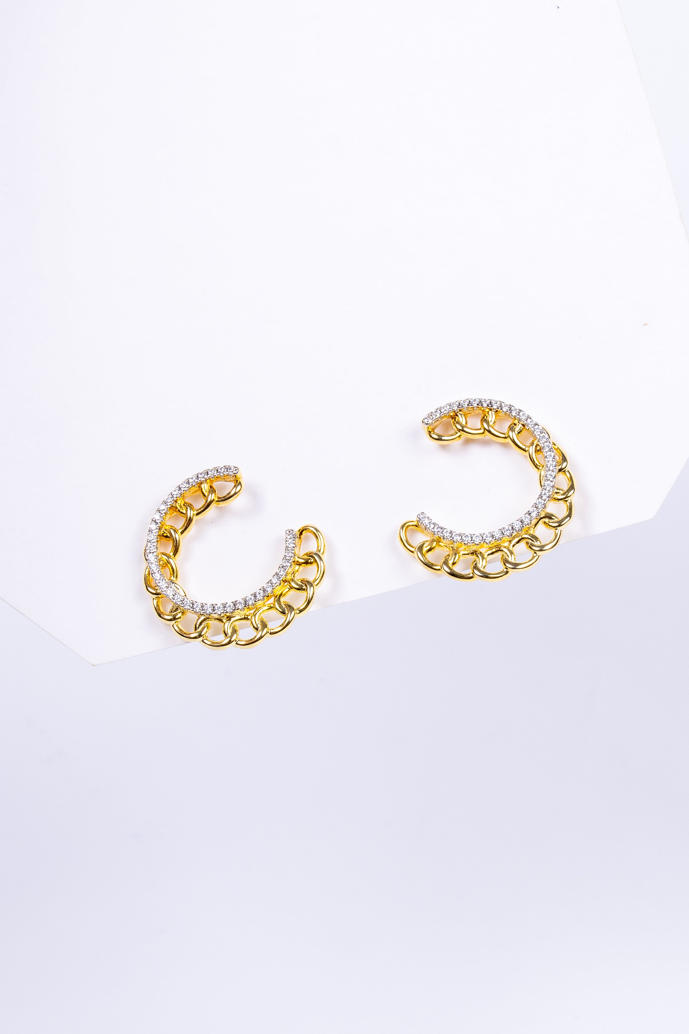 Aro Semi Cuban Sided Stud Cz