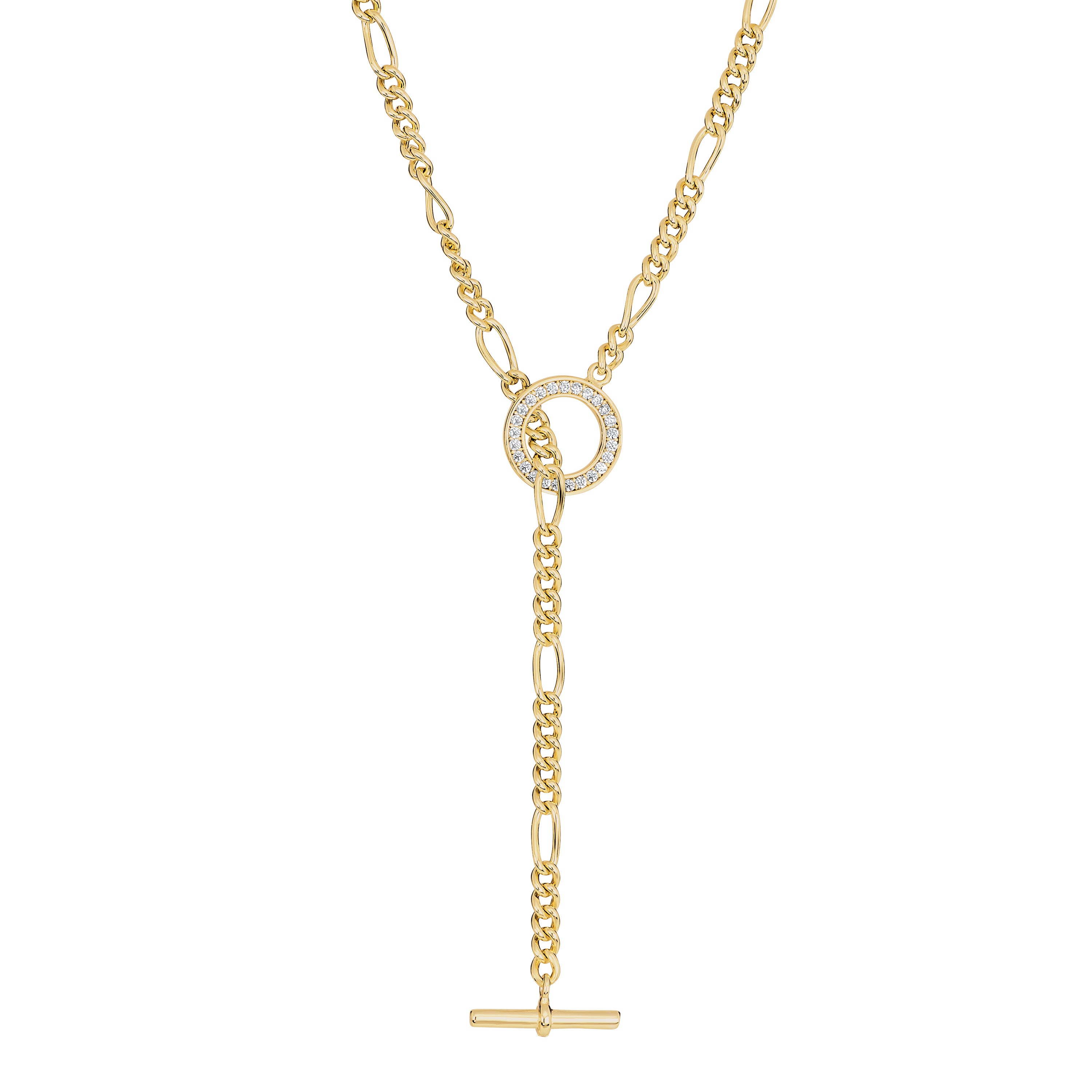 Collar Cuban Chain Toggle Round CZ
