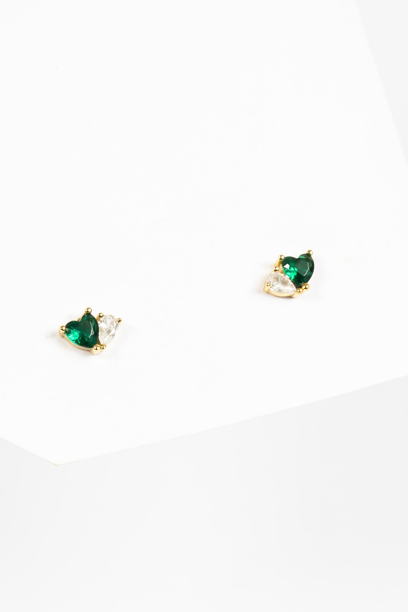 Aro Green Duo Heart & Crystal Stud