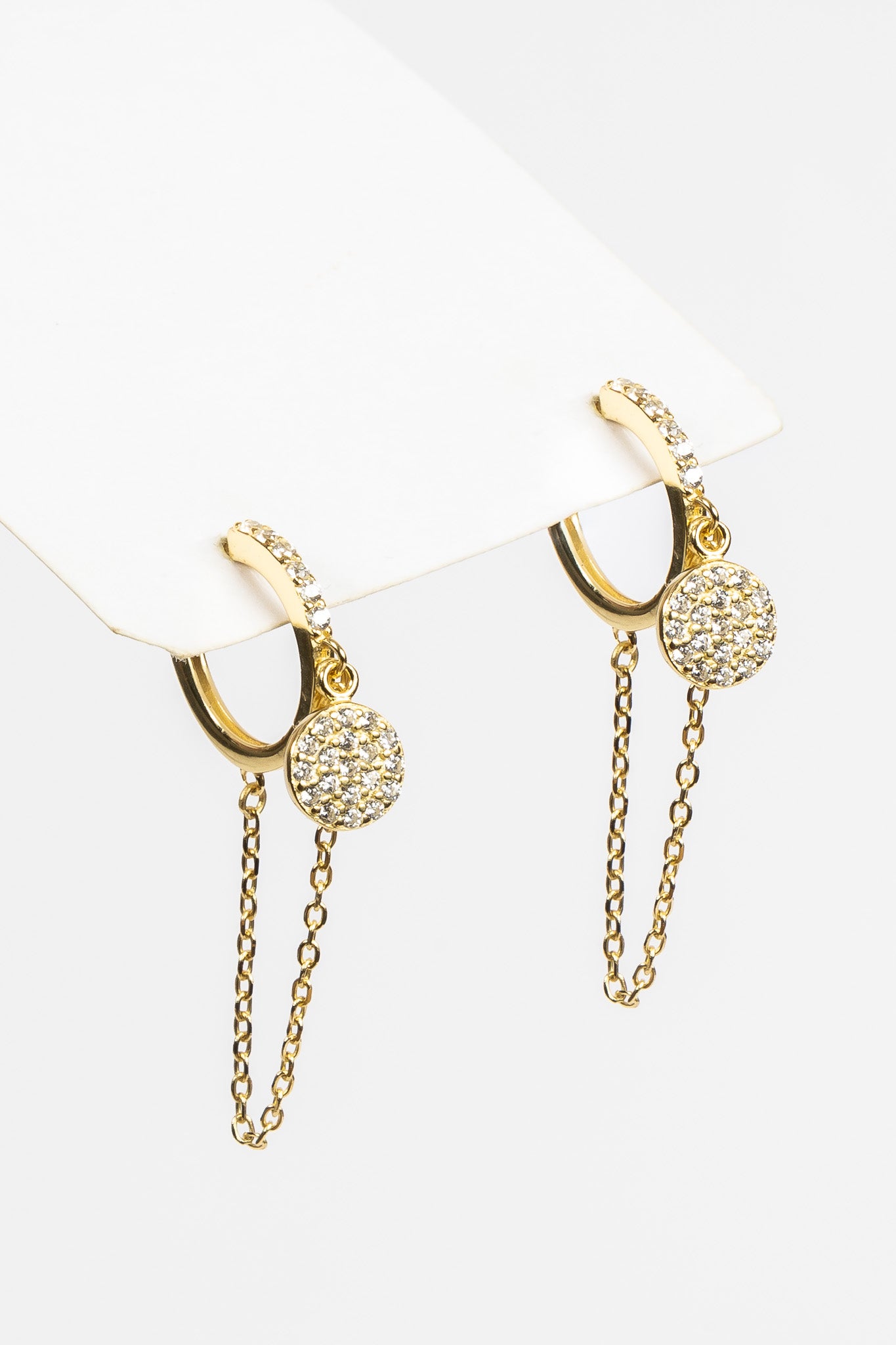 Aro Pave Disc & Chain Hoop Gold