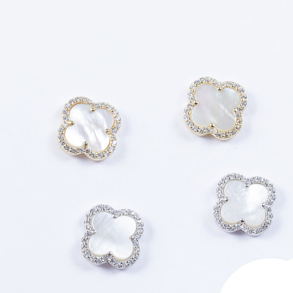 Aro MOP & CZ Clover Stud