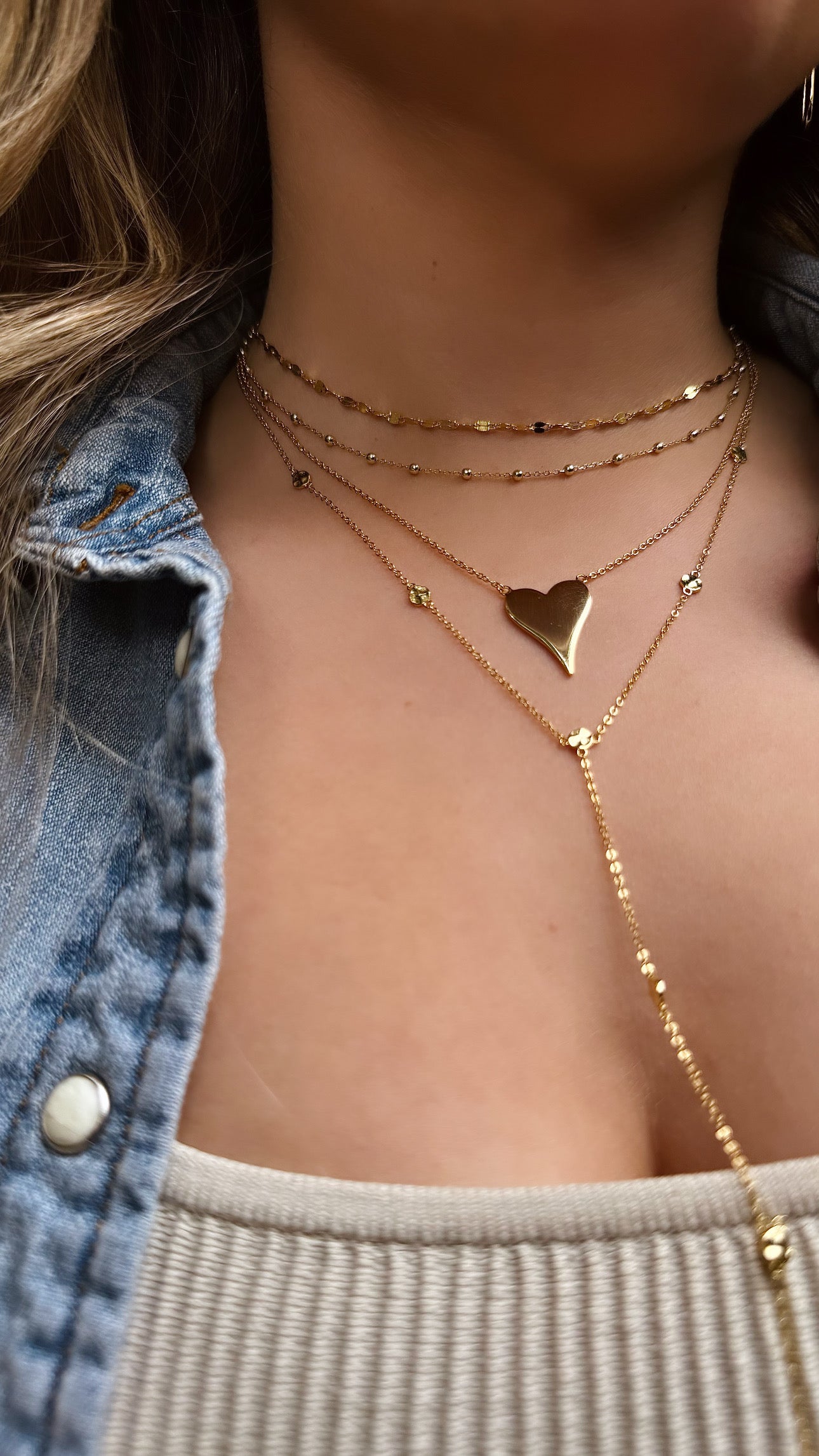 Collar Plain Sabi Heart Gold
