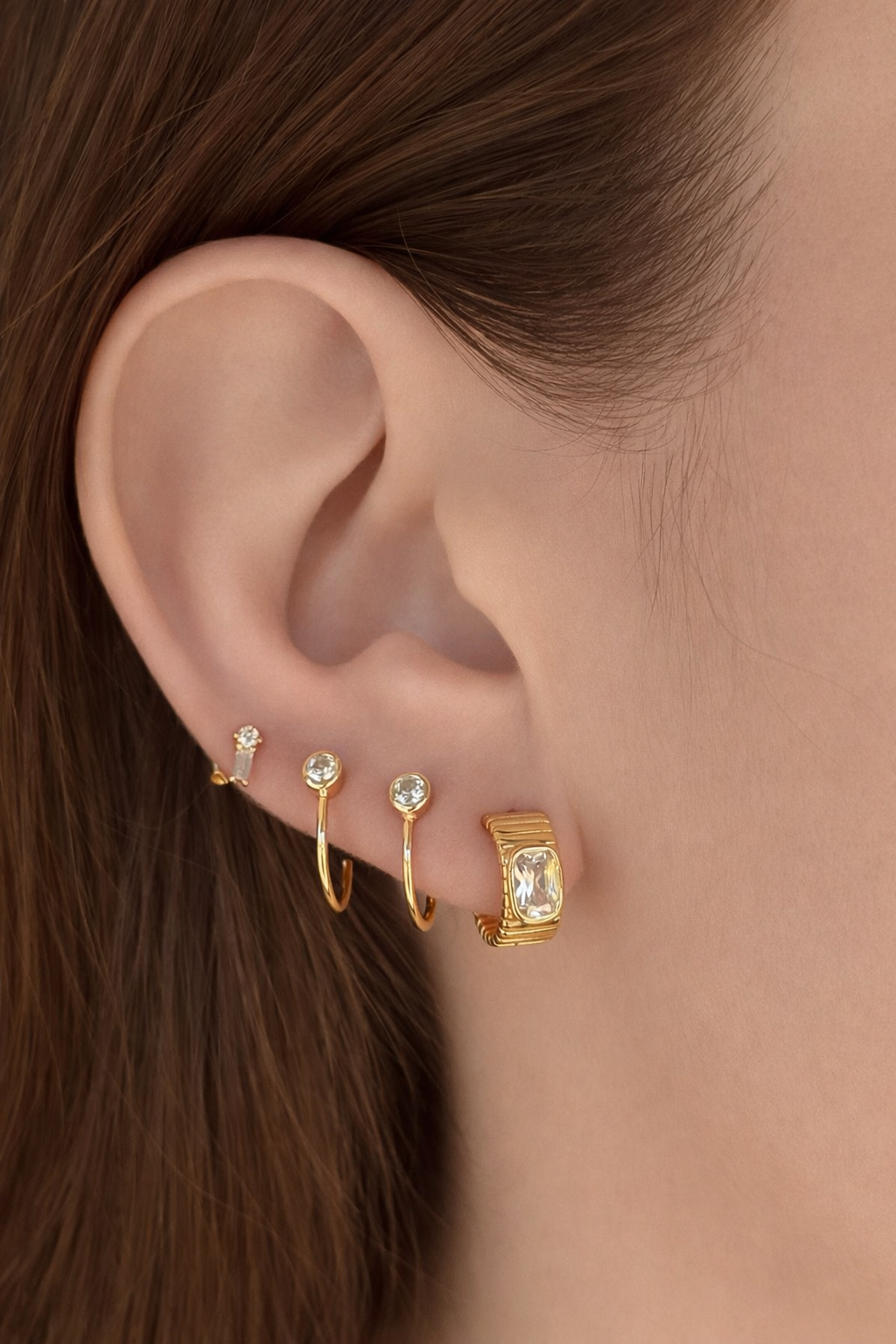 Aro Cuban Square CZ Hoop