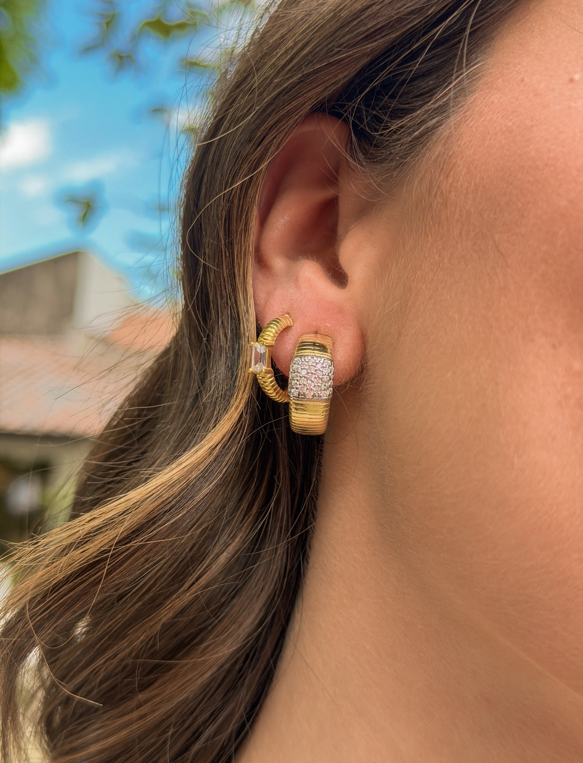 Aro Coil multi CZ 17mm Clip on Hoop H